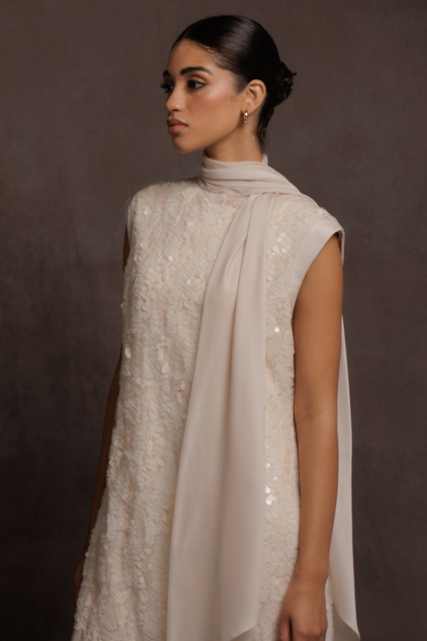 Pearl Veil Scarf Gown