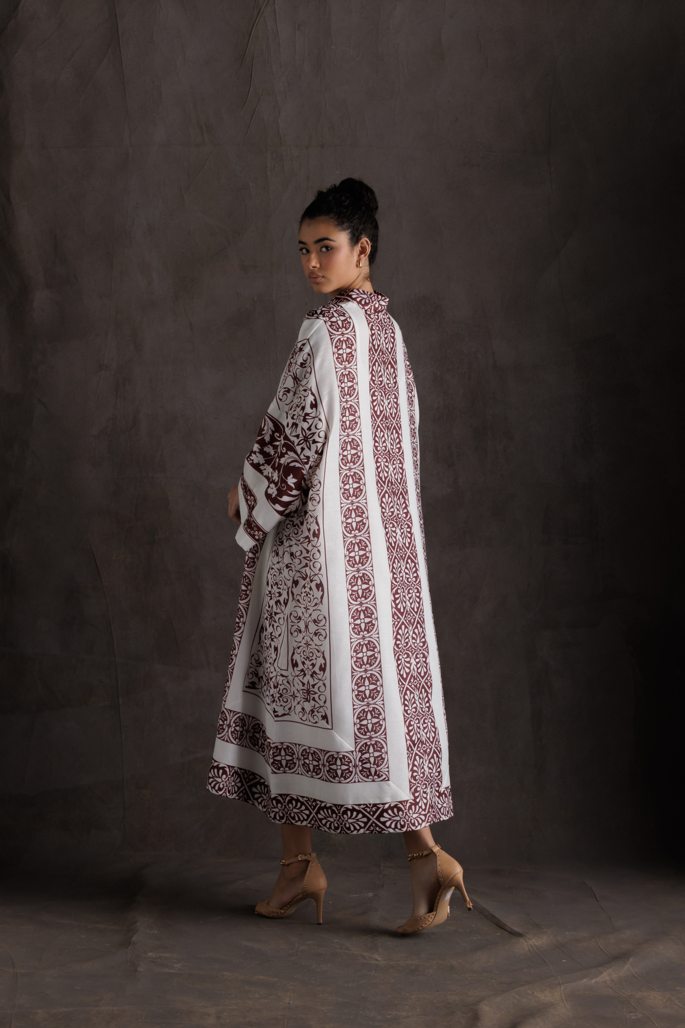 Geometric Rose Kaftan - Maroon