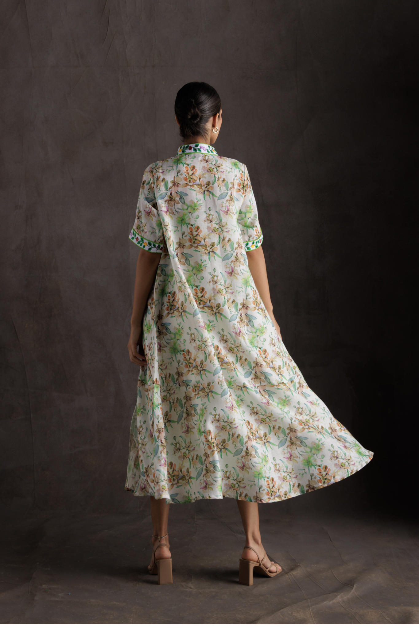 Blossom Collar Midi Dress