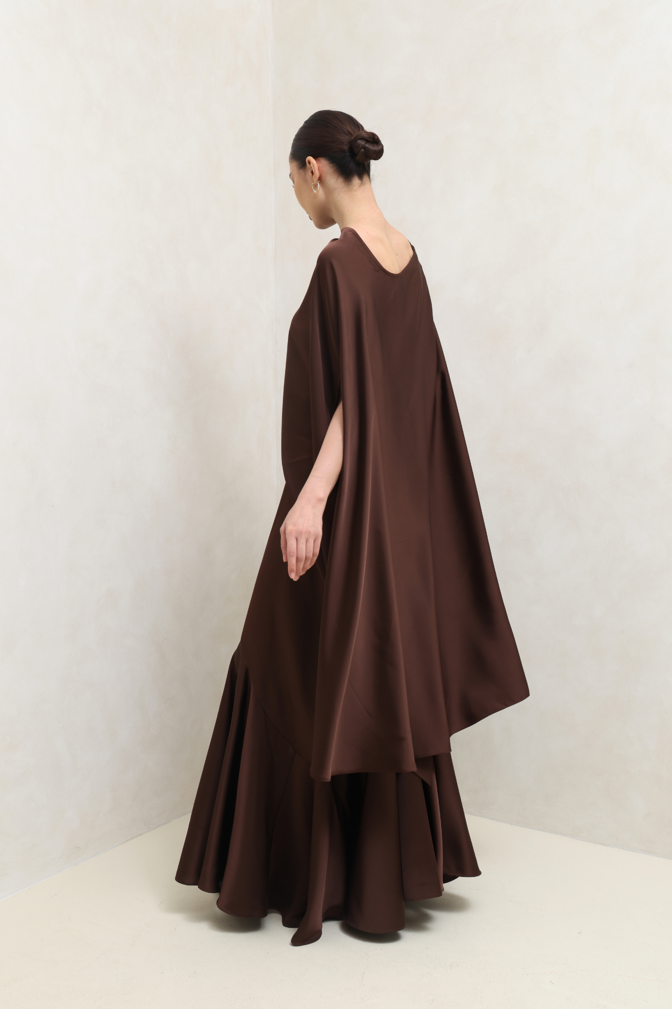 Brown Flow Cape Gown