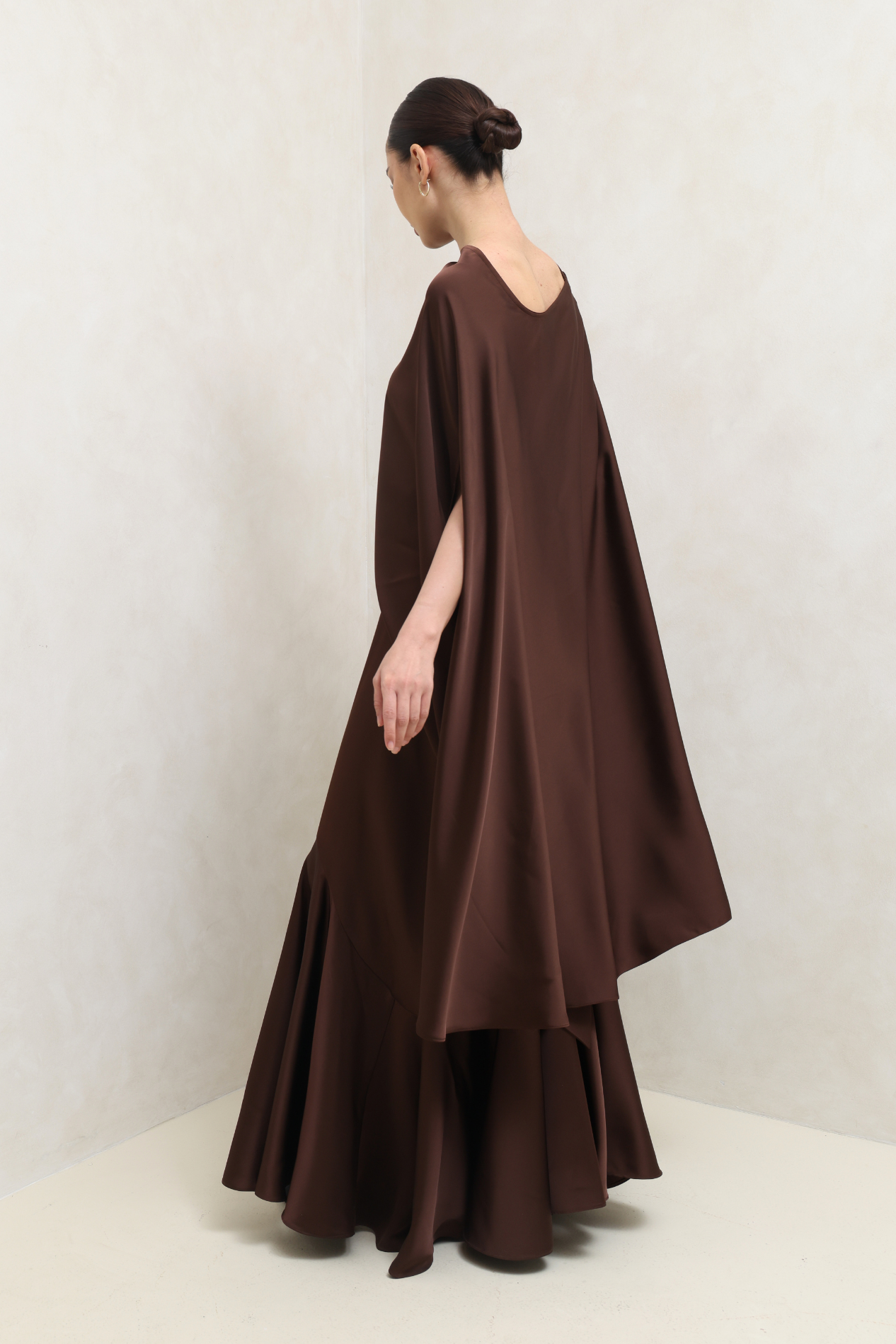 Brown Flow Cape Gown