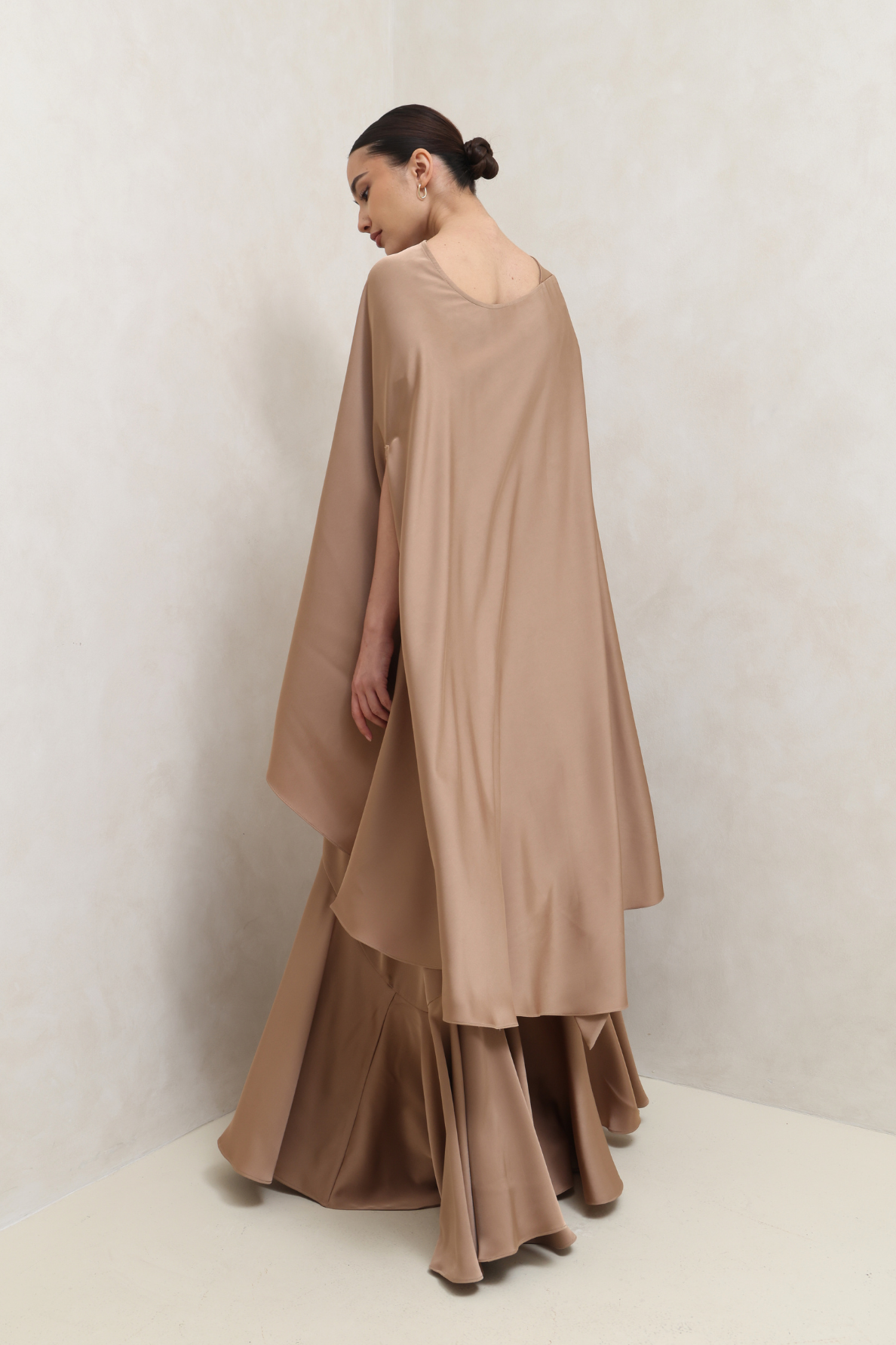 Mocha Flow Cape Gown
