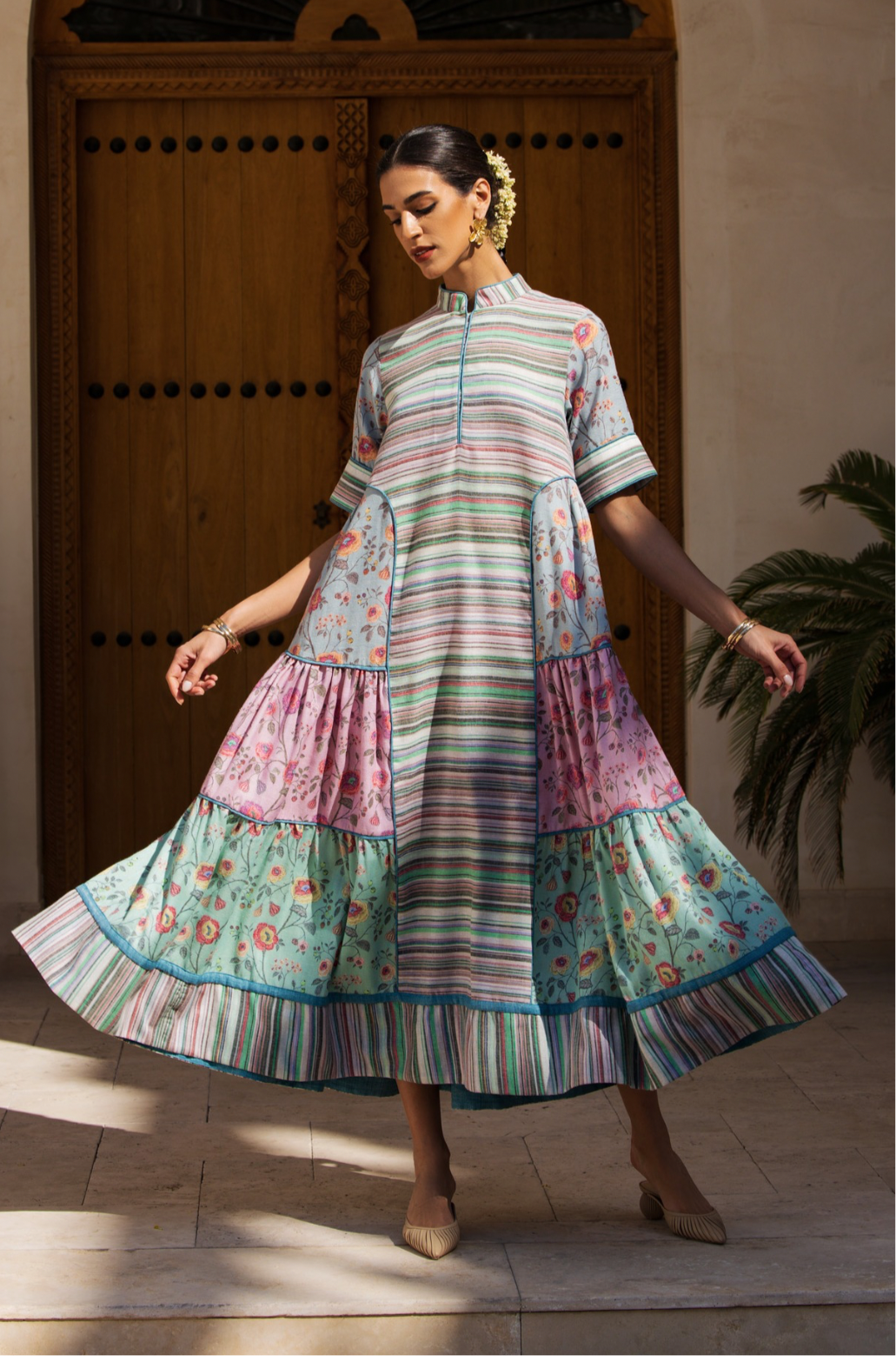 Lined armor Floral Dress