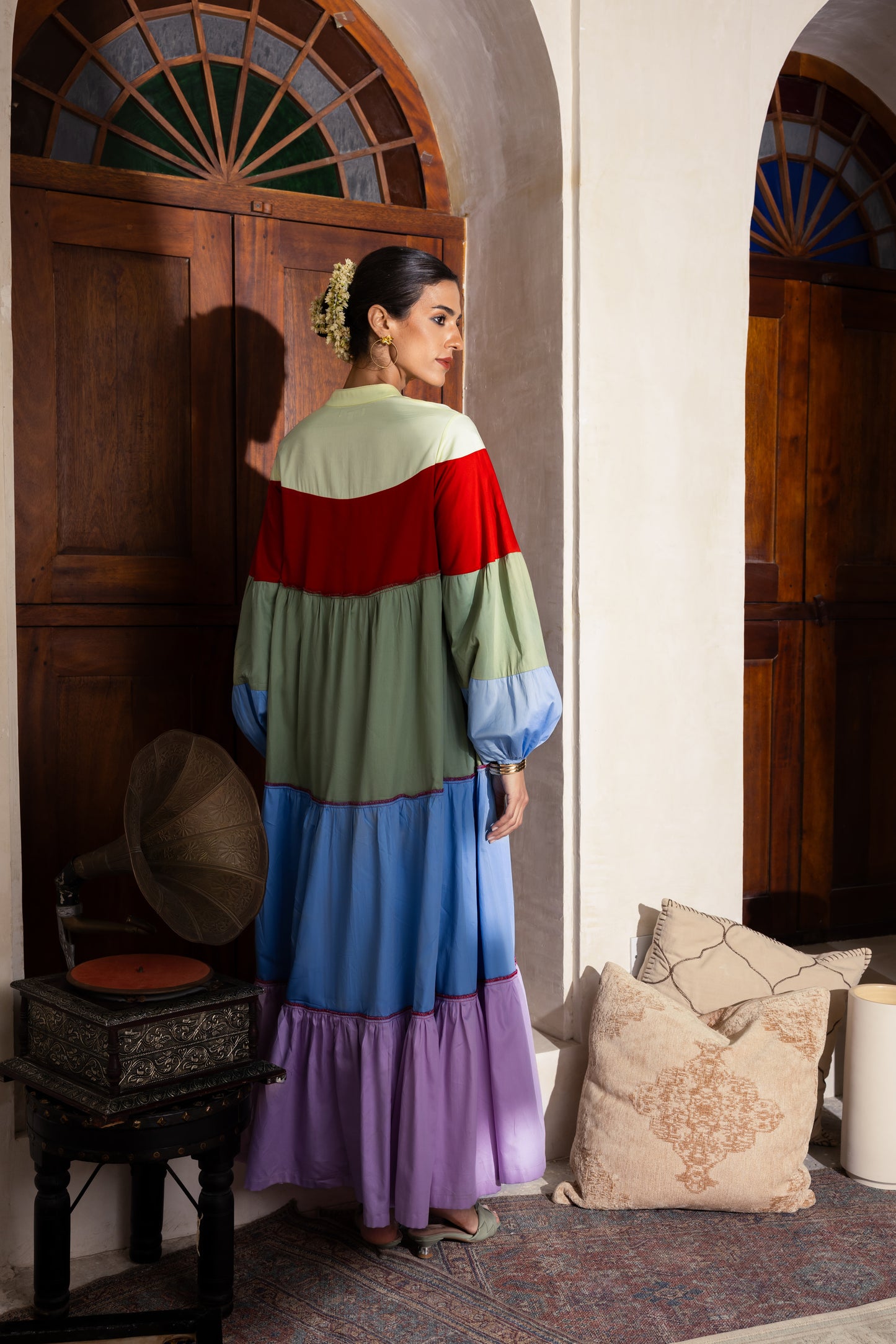 Color Block Ruffle Jalabiya