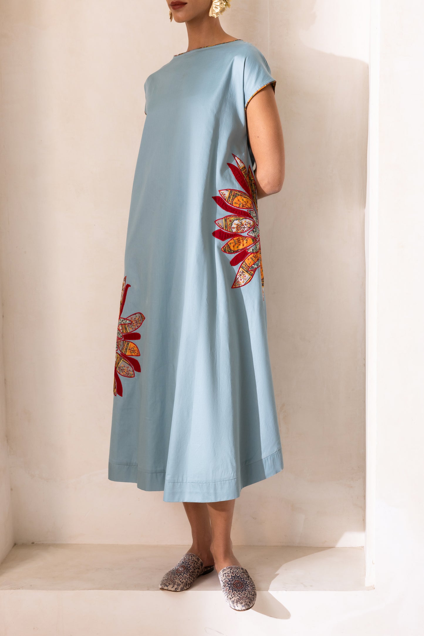 Leaf Patchwork Midi Dress