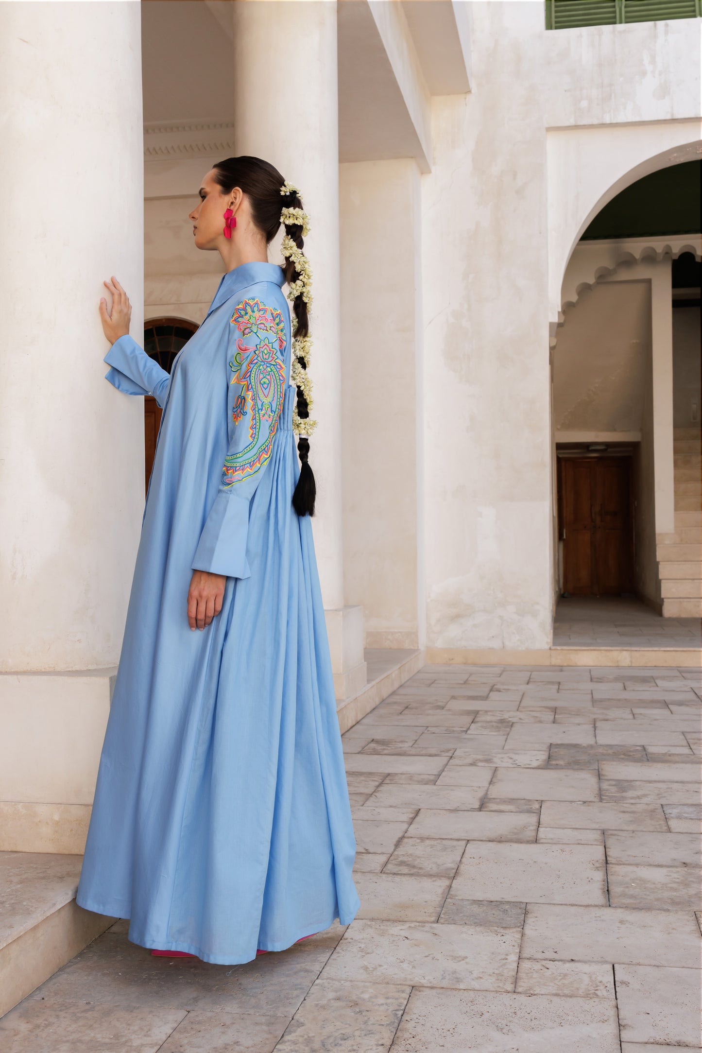 Paisley Pleated Back Dress