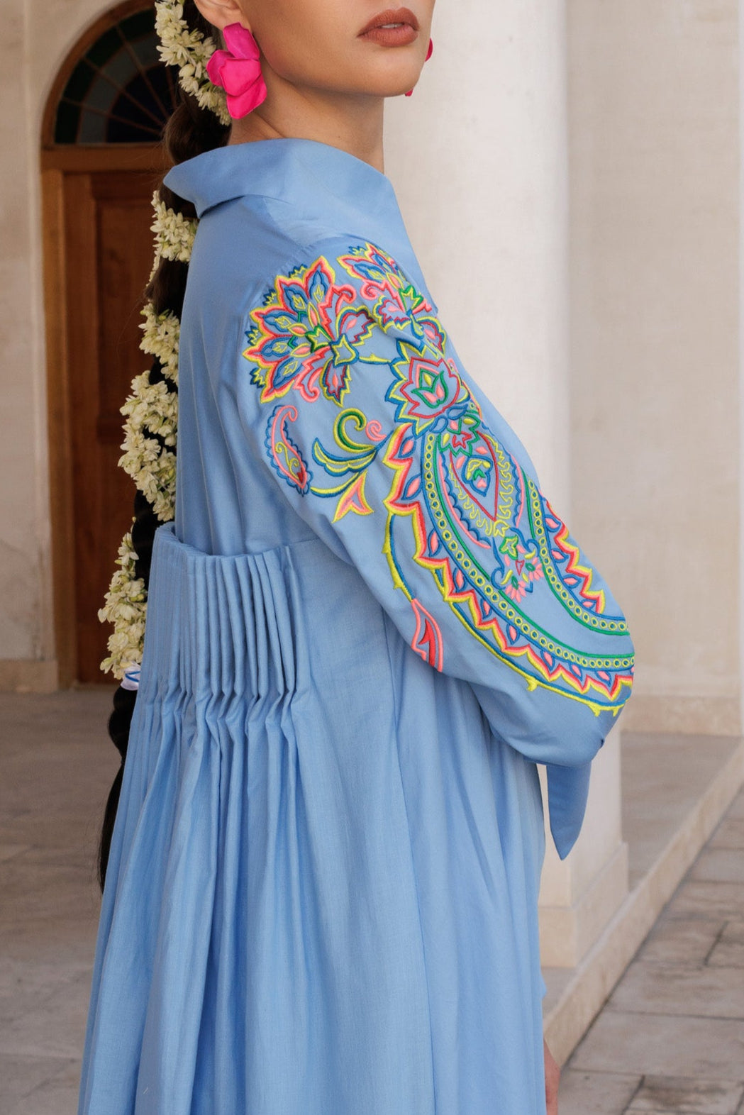 Paisley Pleated Back Dress