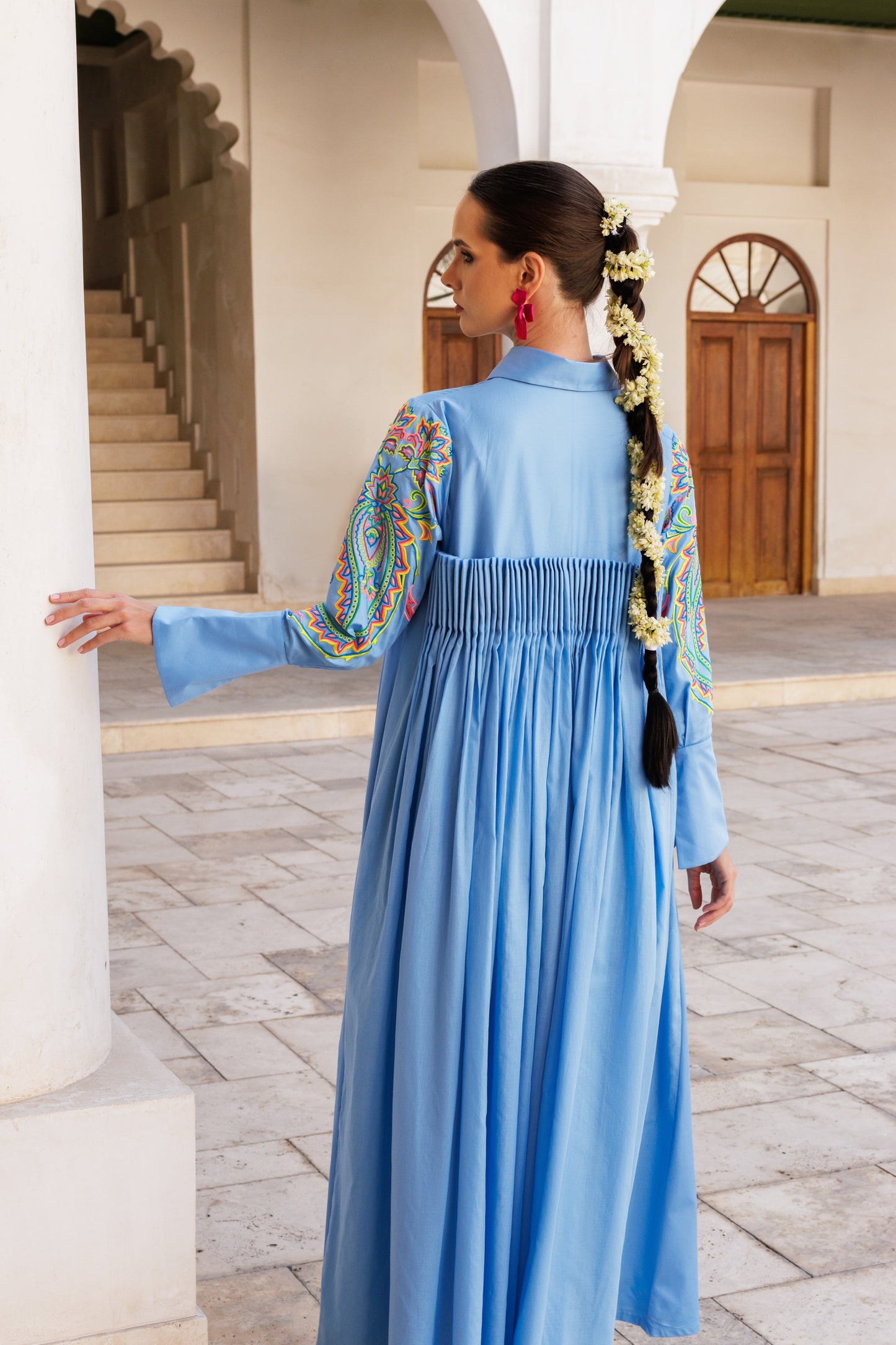 Paisley Pleated Back Dress
