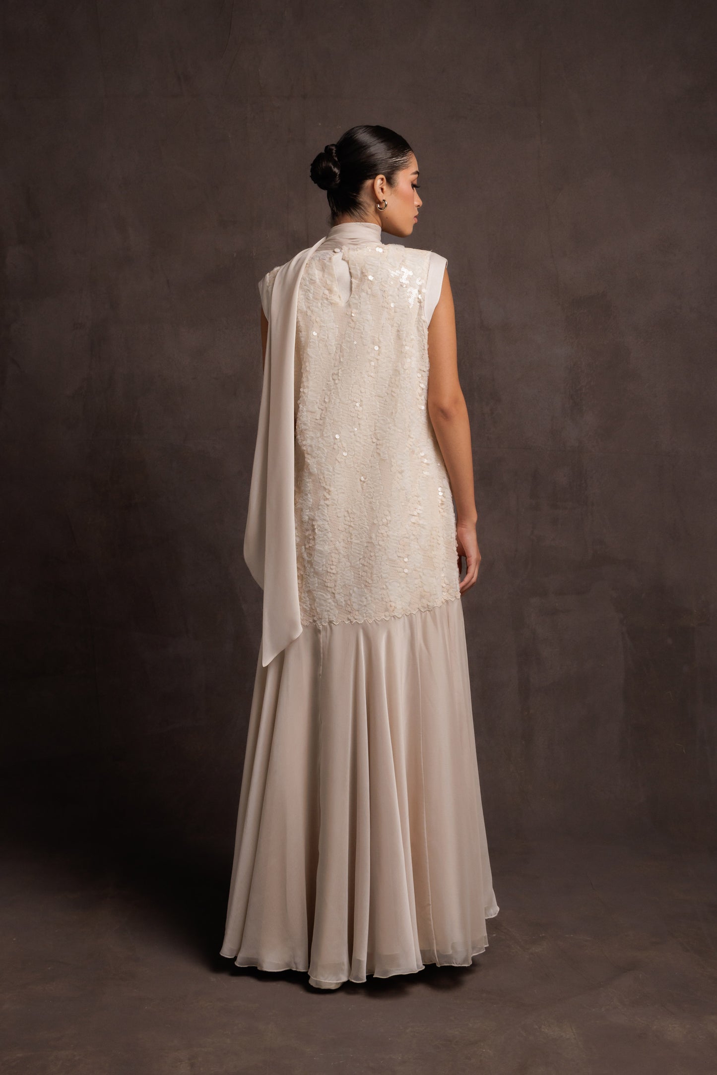 Pearl Veil Scarf Gown