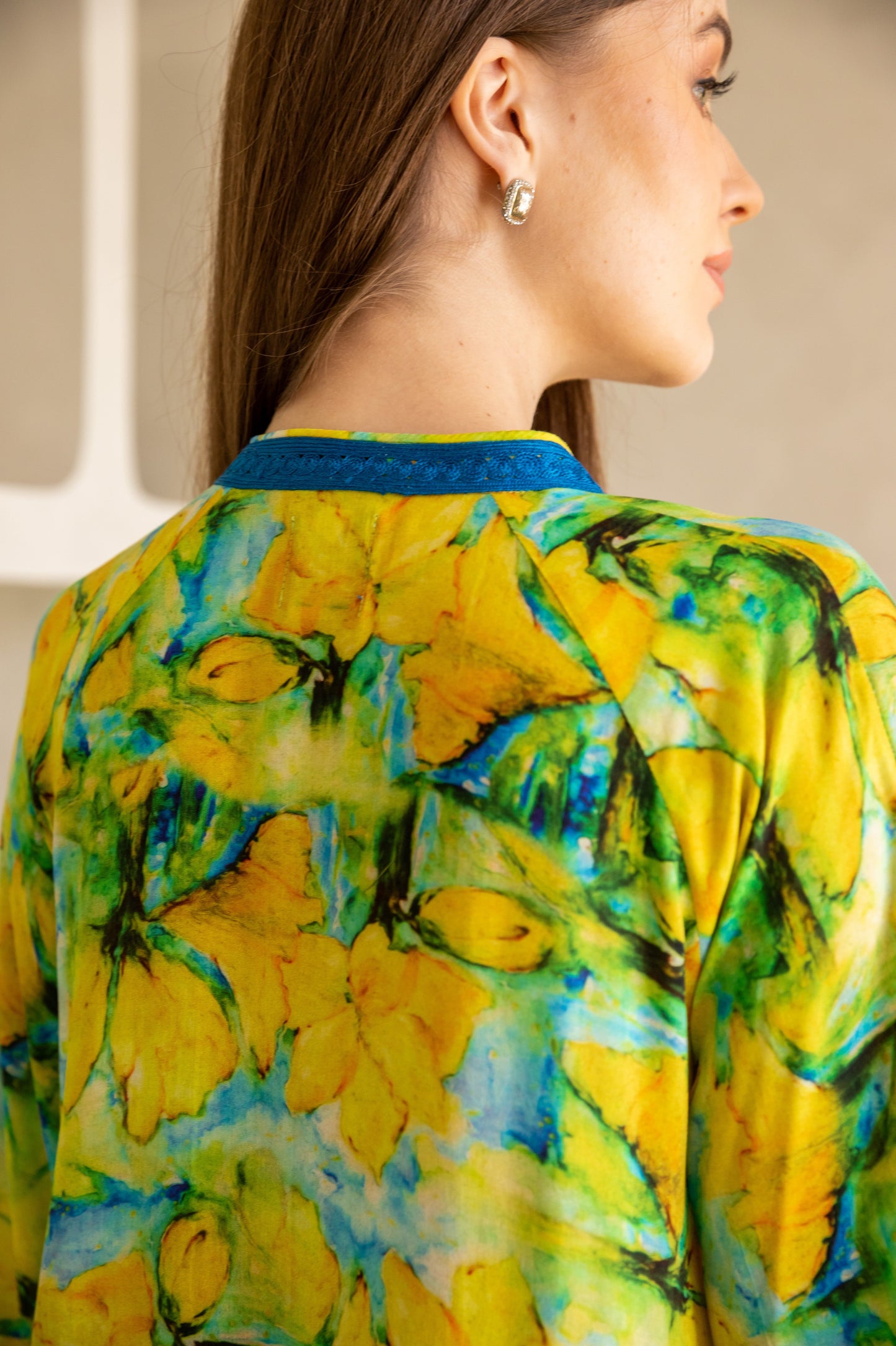 Yellow Leaf Embroidered Jalabiya