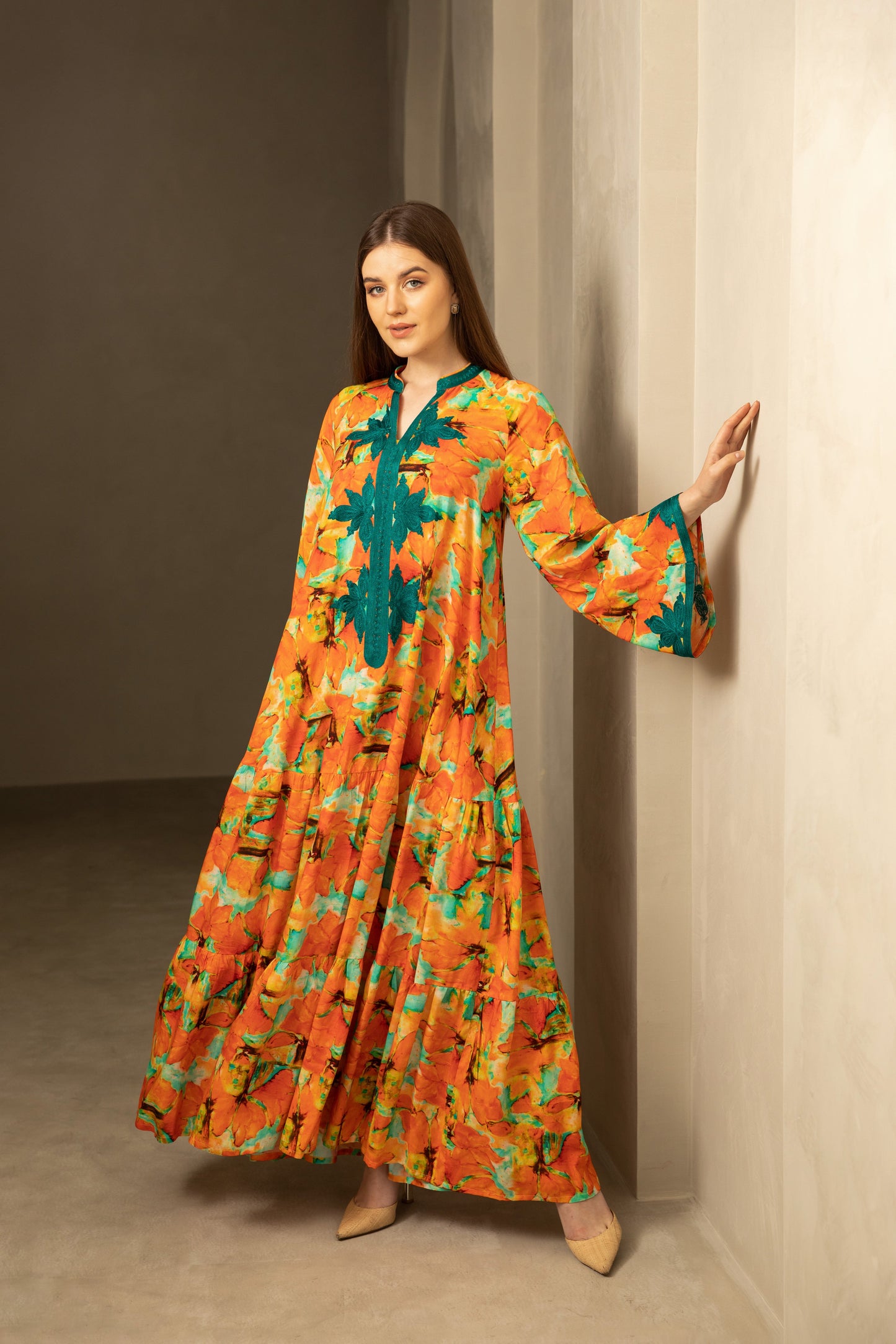 Embroidered Hem Maxi