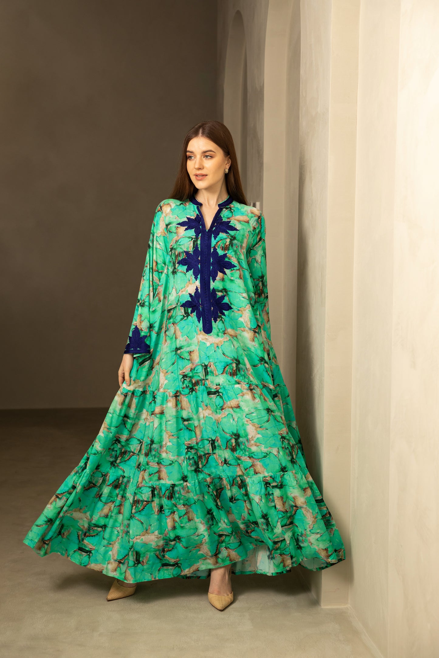 Leaf Embroidered jalabiya