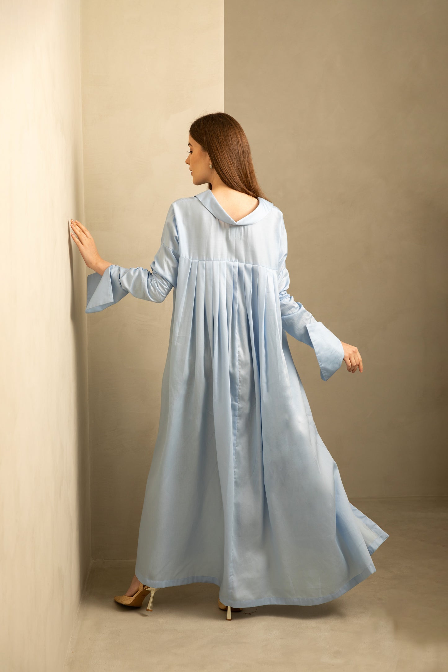 Gathered Sleeve Shirt Dress