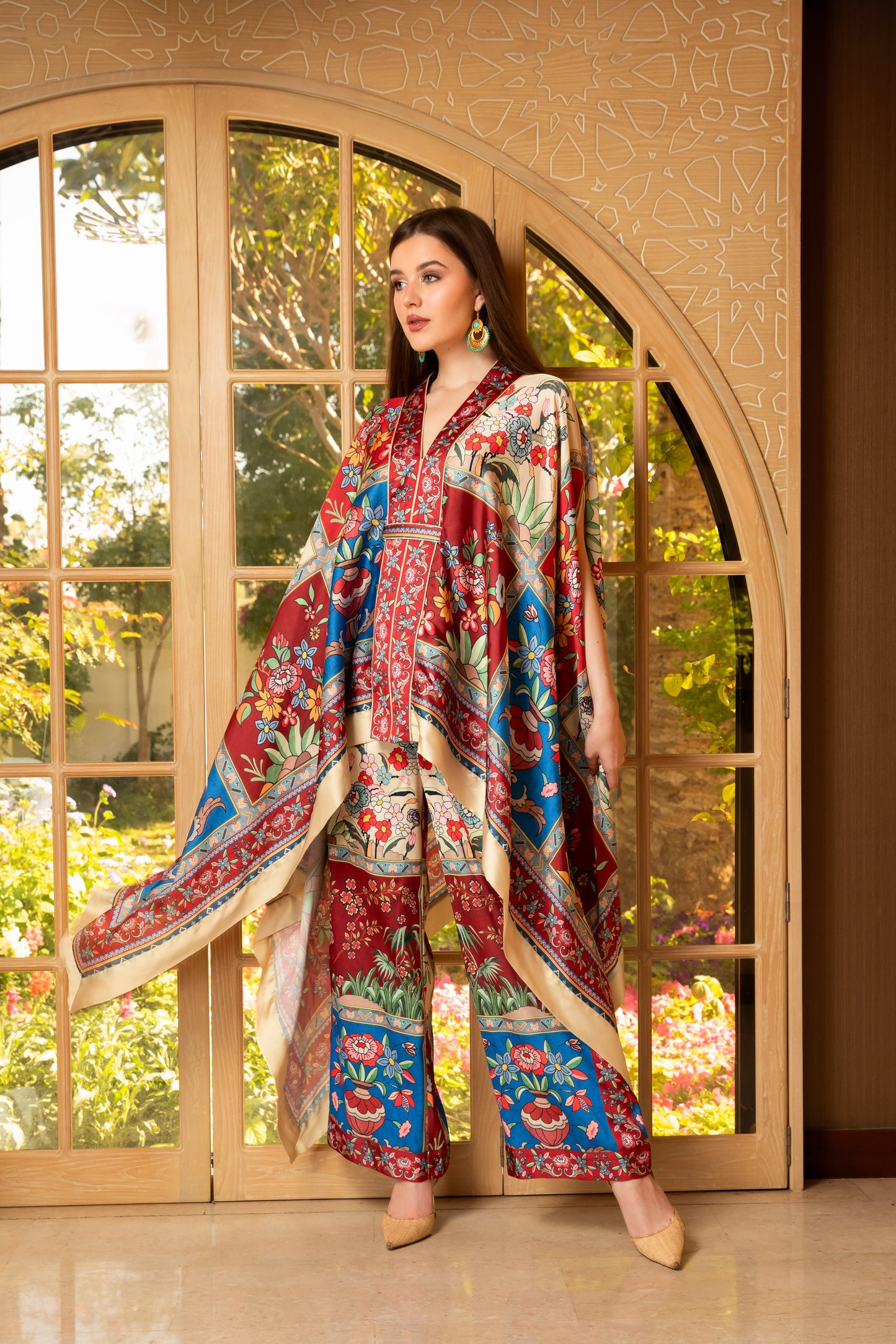 طقم كاب حرير مطبوع