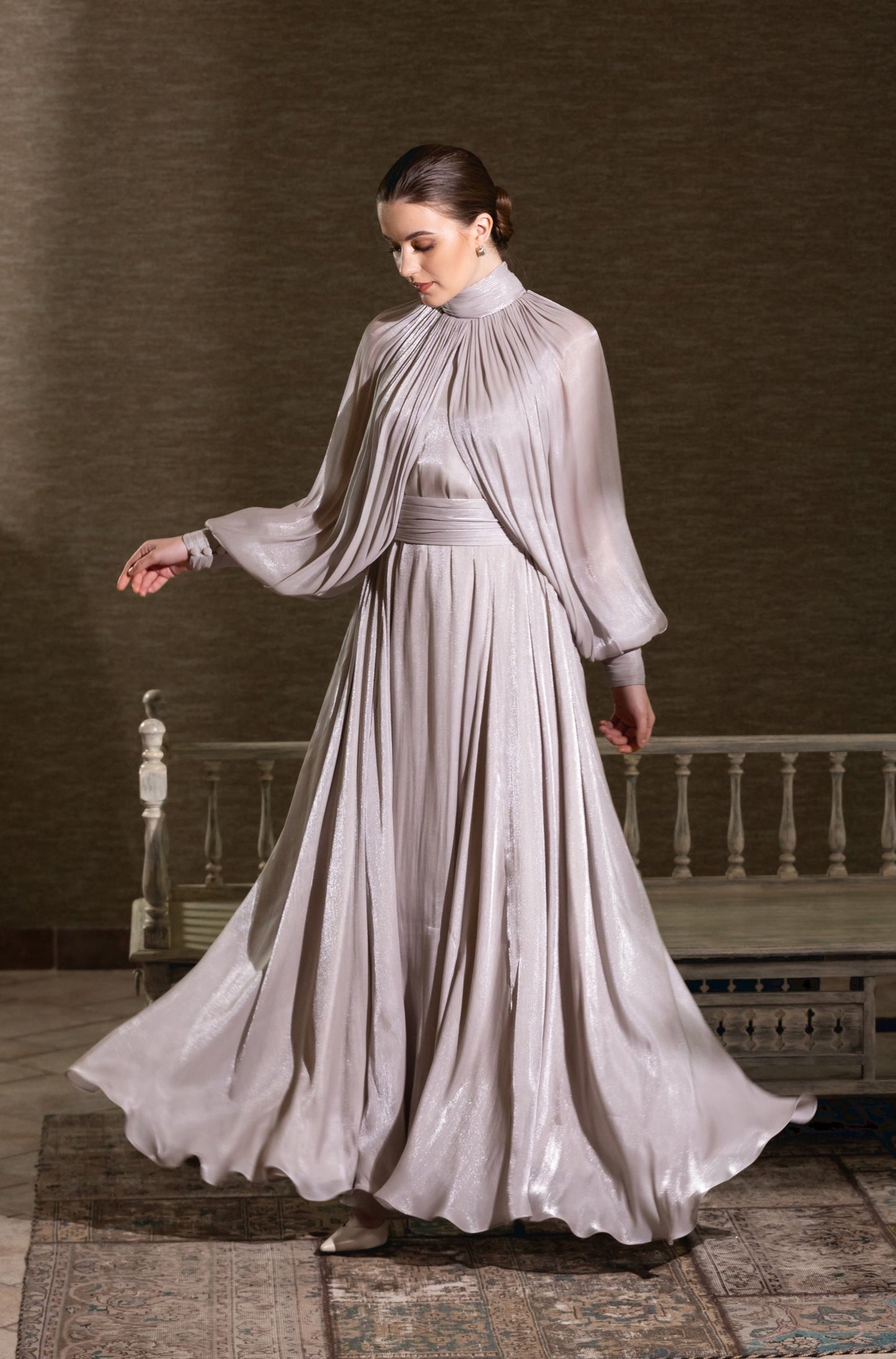 High Neck Balloon Dress