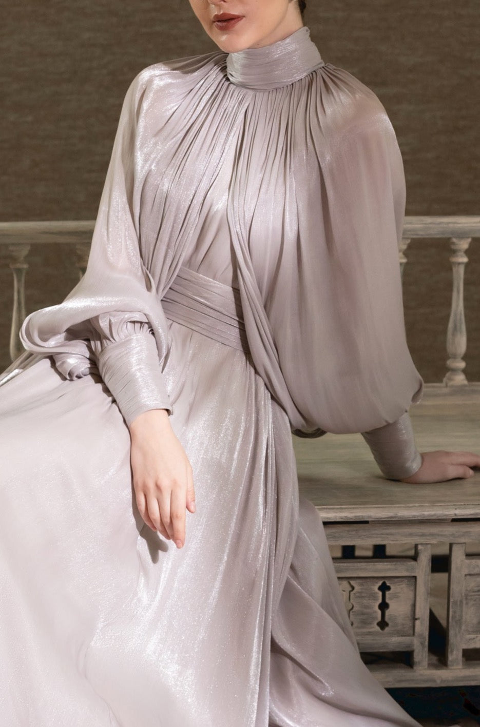 High Neck Balloon Dress