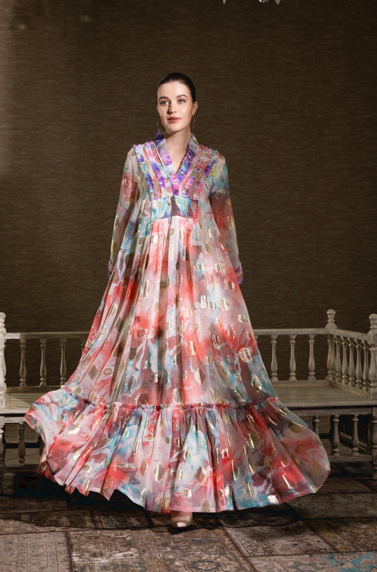 Colorful Double Ruffle Hem