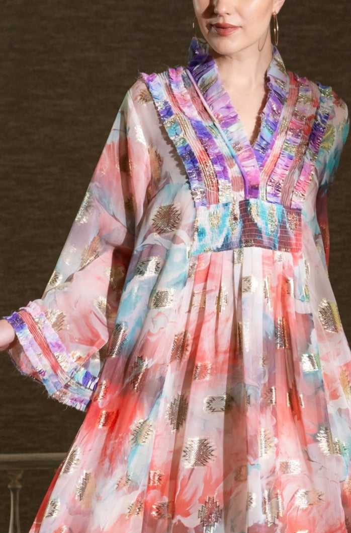Colorful Double Ruffle Hem