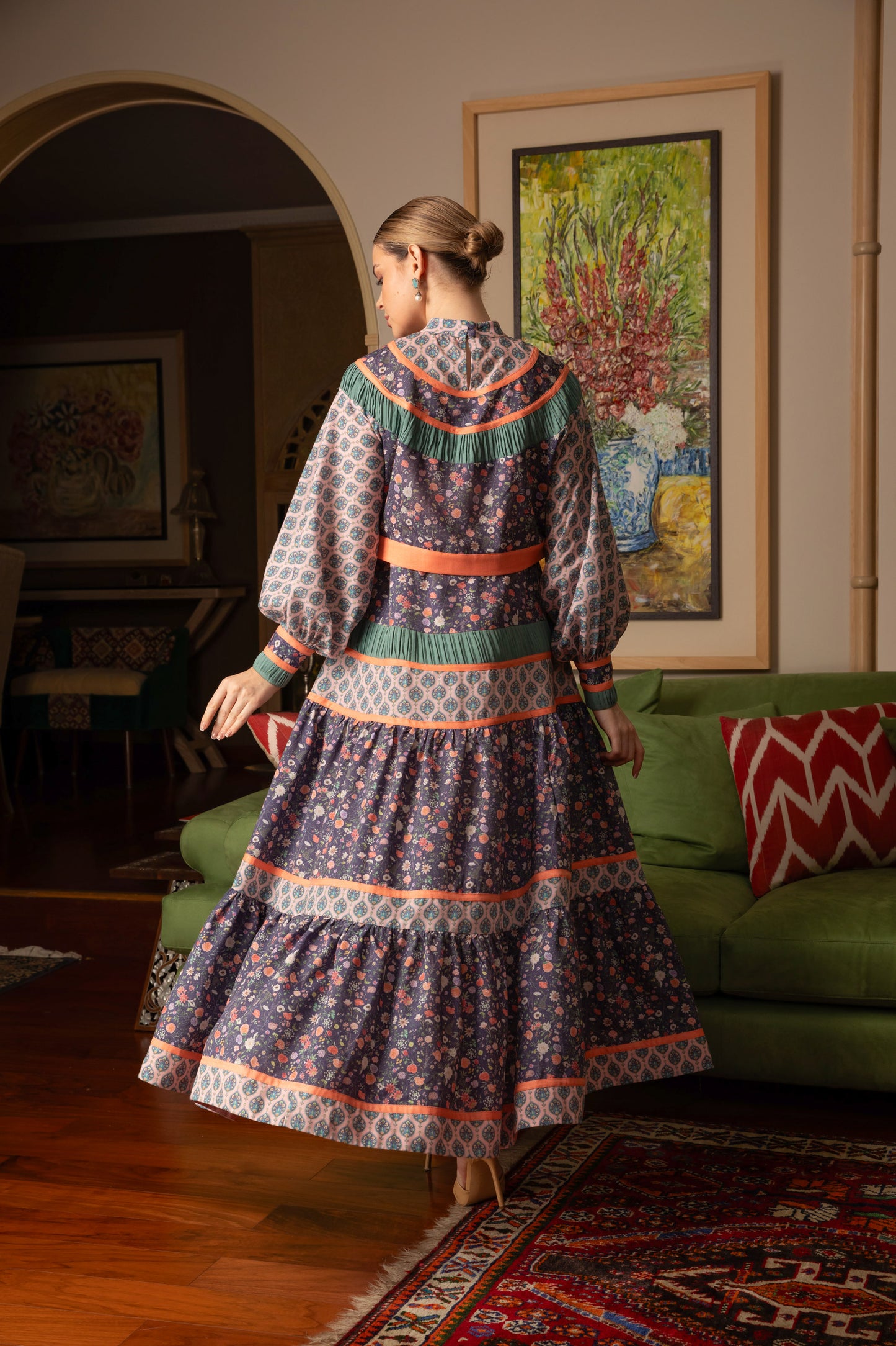 جلابية ميني مخصرة برقع الزهور