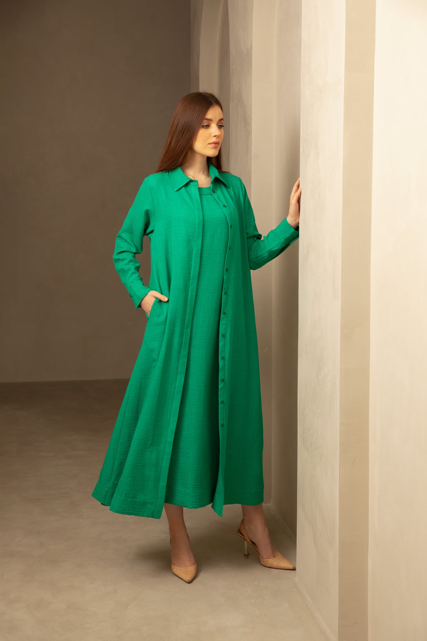 Co Ord Maxi Linen Shirt Dress Set