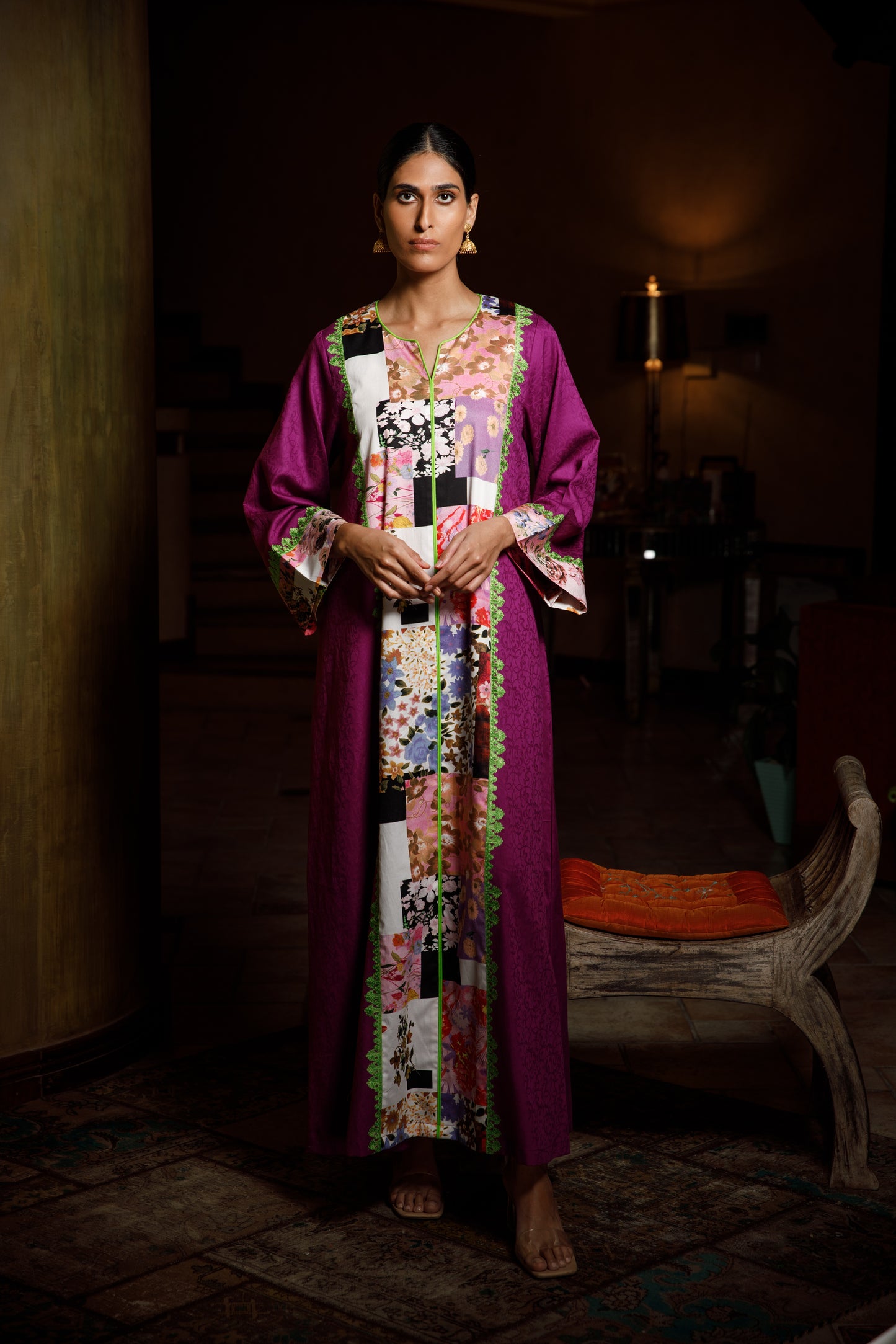 Patchwork Print Jalabiya - Anmar Couture