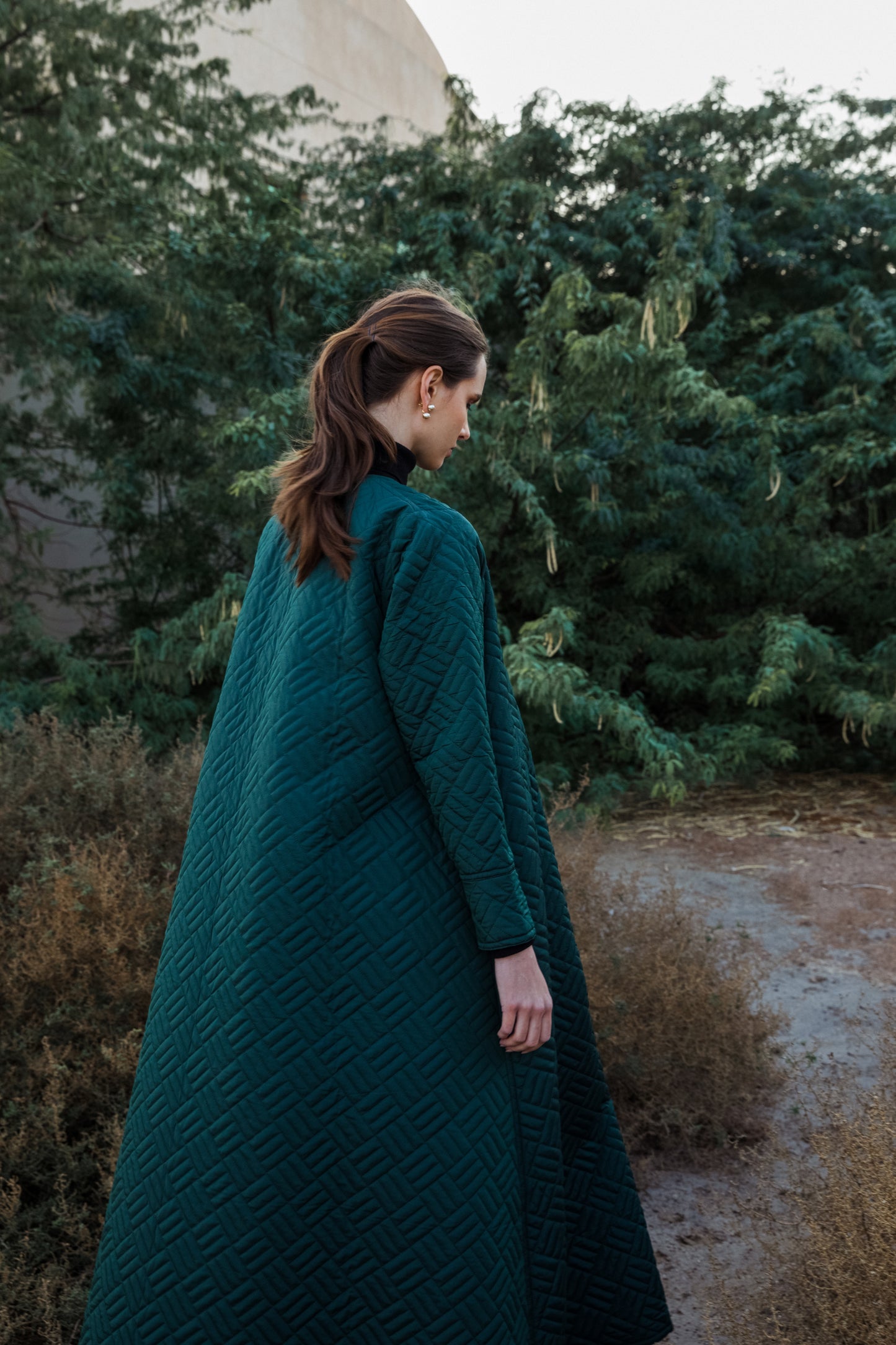 Quilted Green Abaya - Anmar Couture