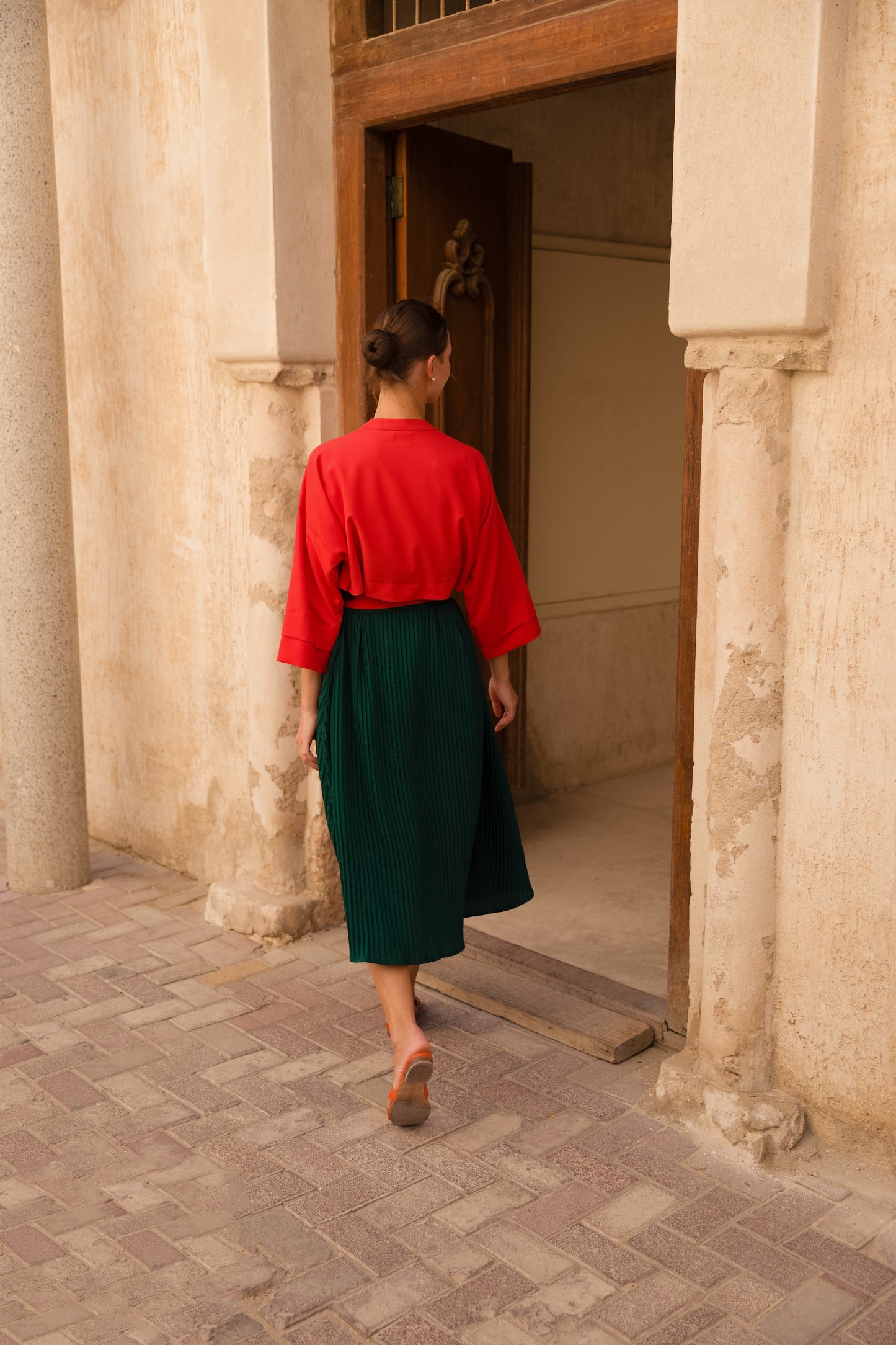 Layered Pleated Color Block Midi Dress - Anmar Couture