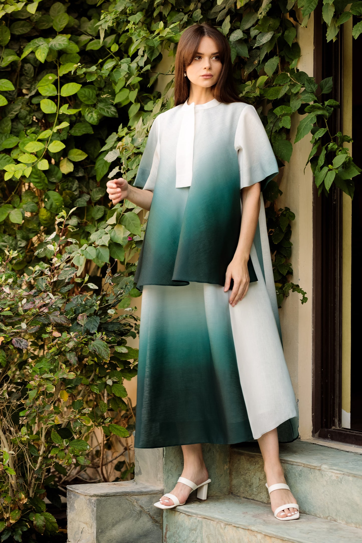 Gradient Linen Shirt dress - Anmar Couture