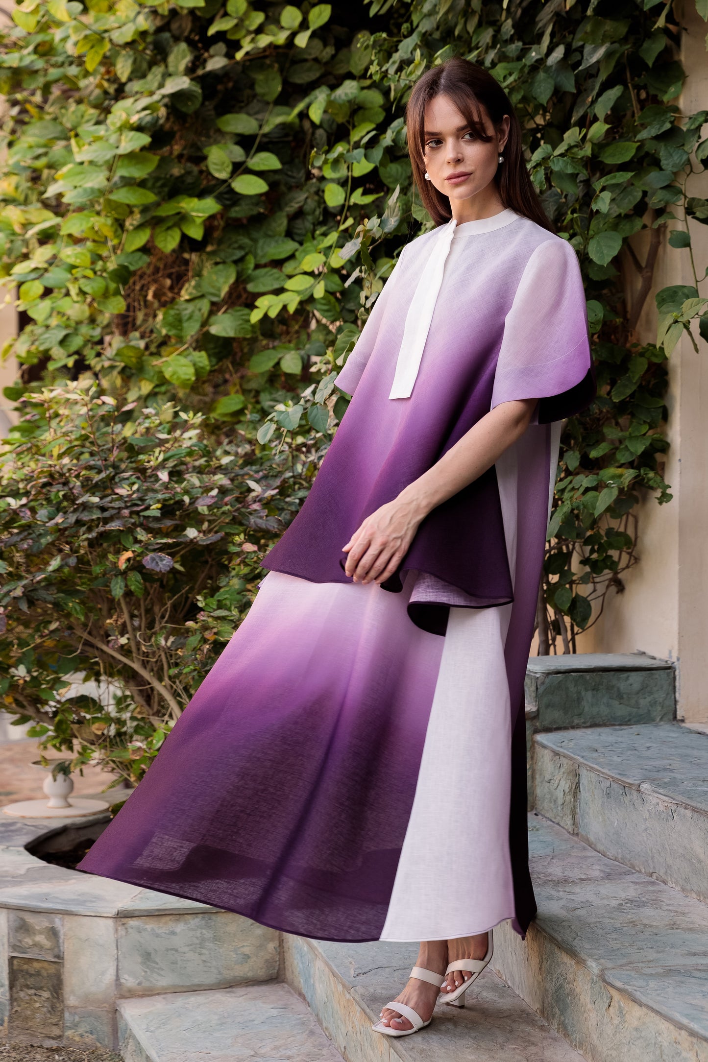 Gradient Linen Shirt dress - Anmar Couture