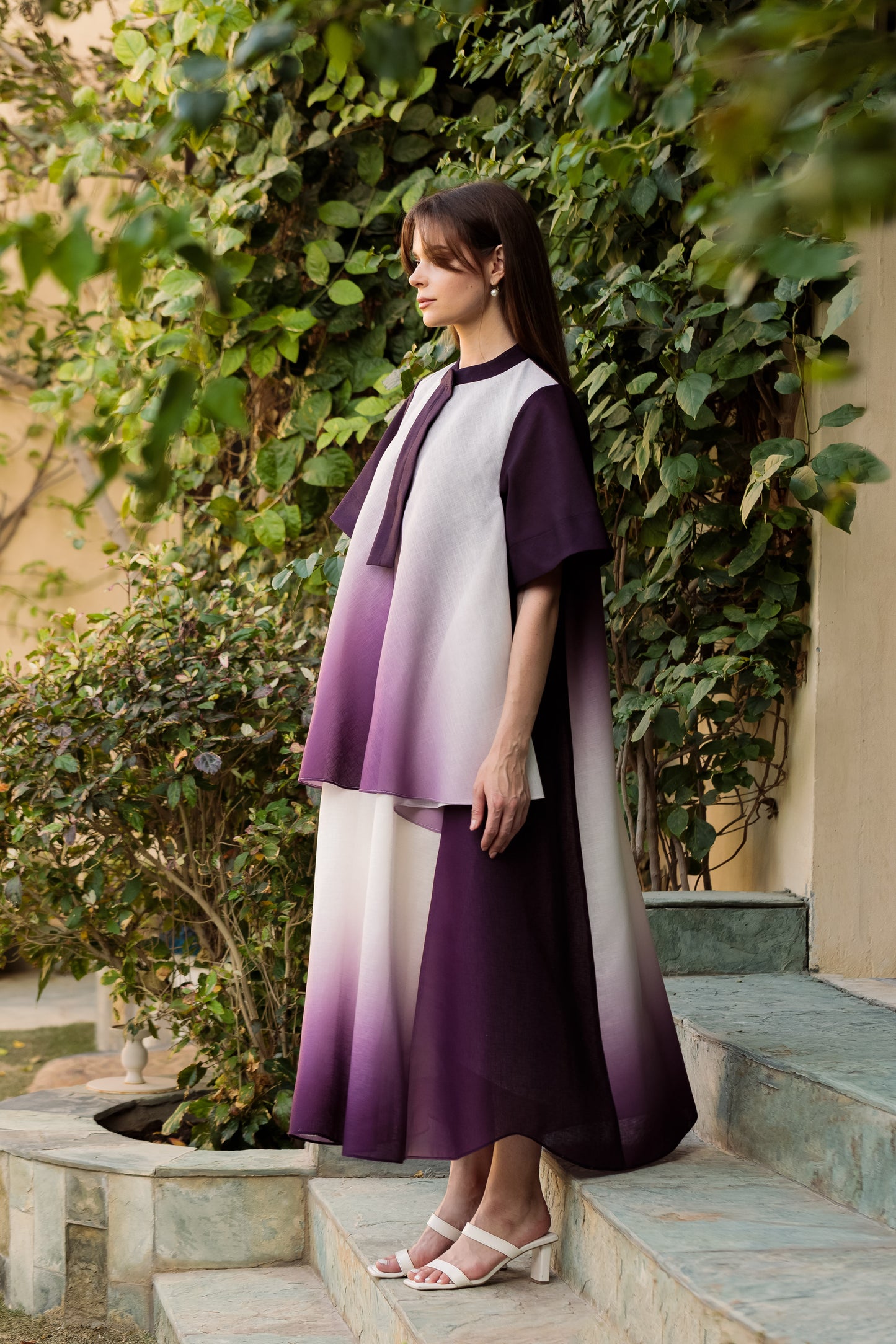 Gradient Linen Shirt dress - Anmar Couture