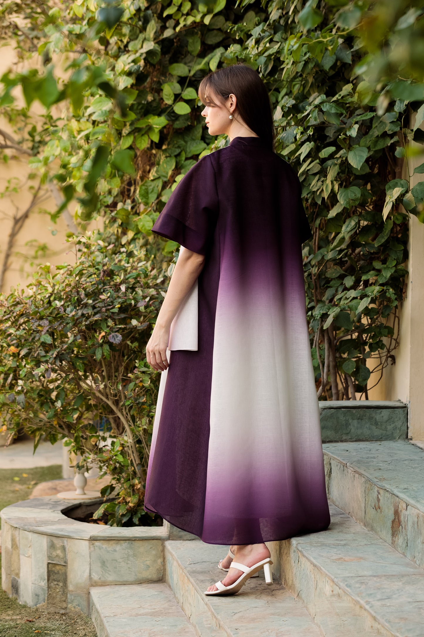 Gradient Linen Shirt dress - Anmar Couture