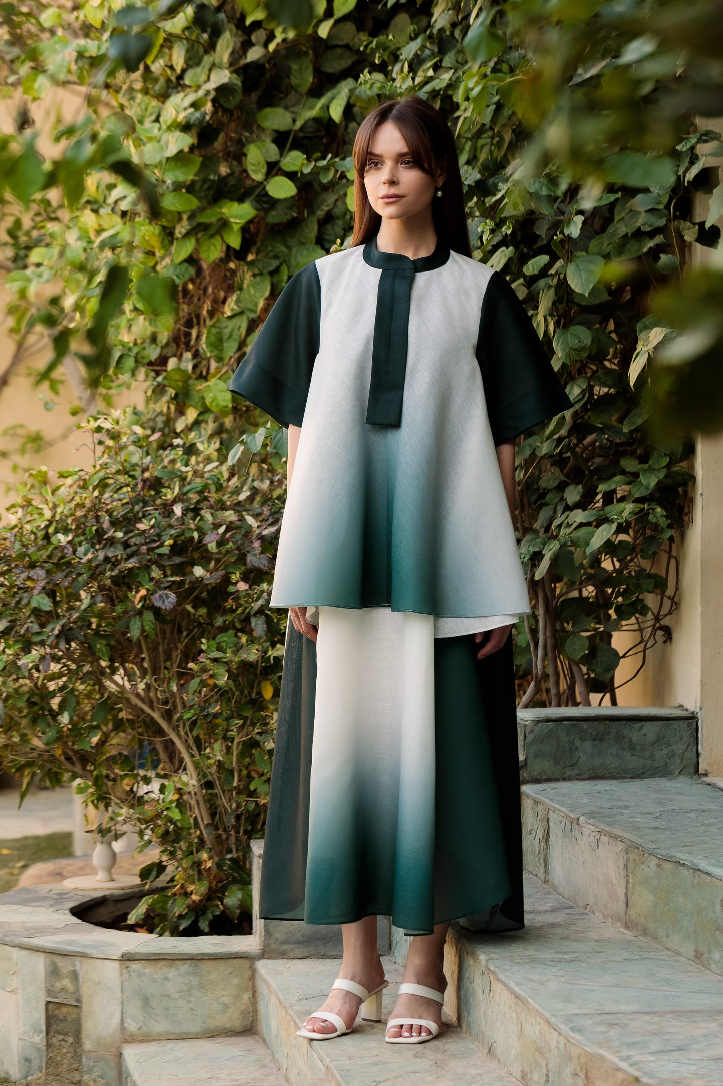 Gradient Linen Shirt dress - Anmar Couture