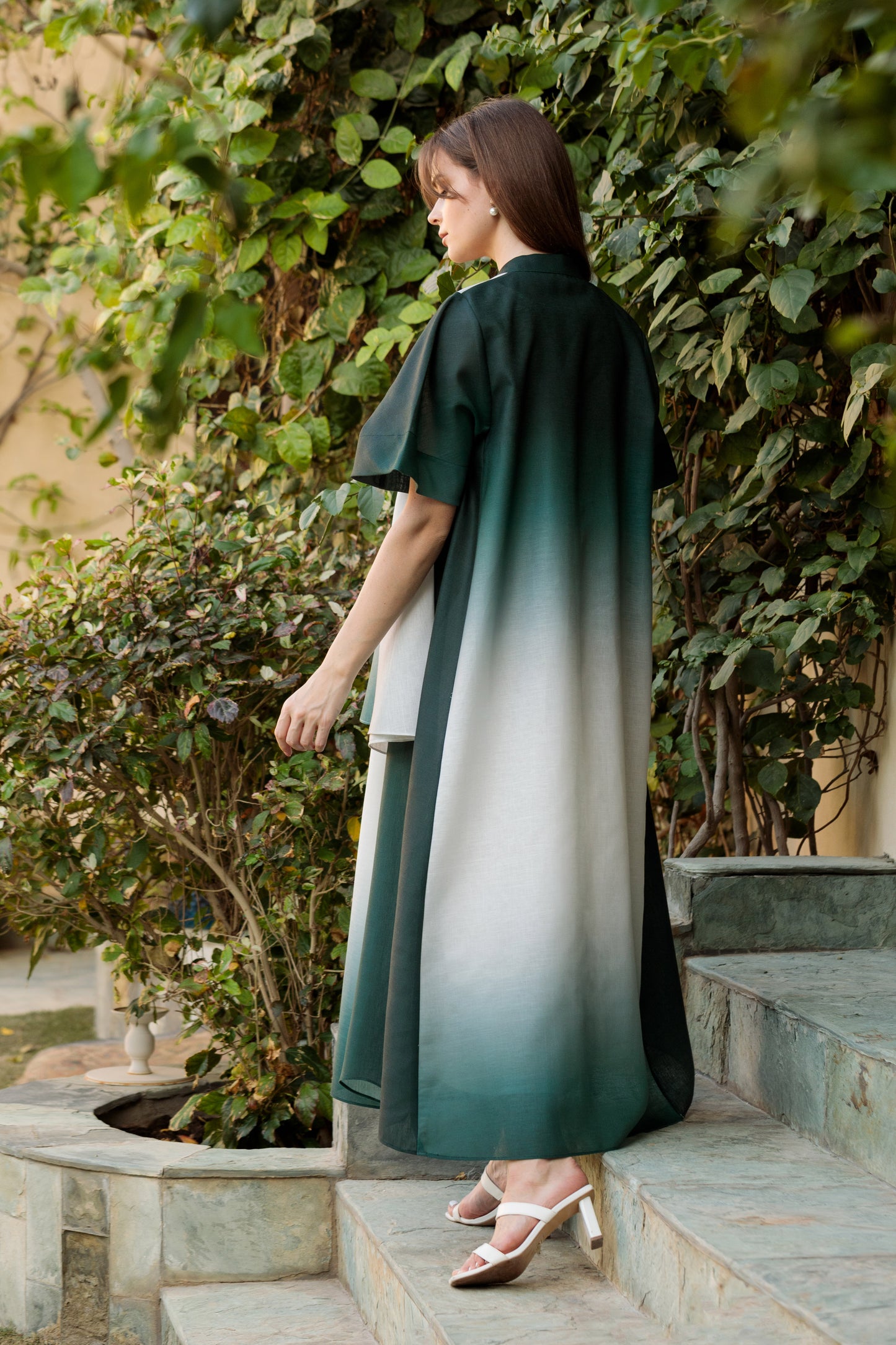 Gradient Linen Shirt dress - Anmar Couture