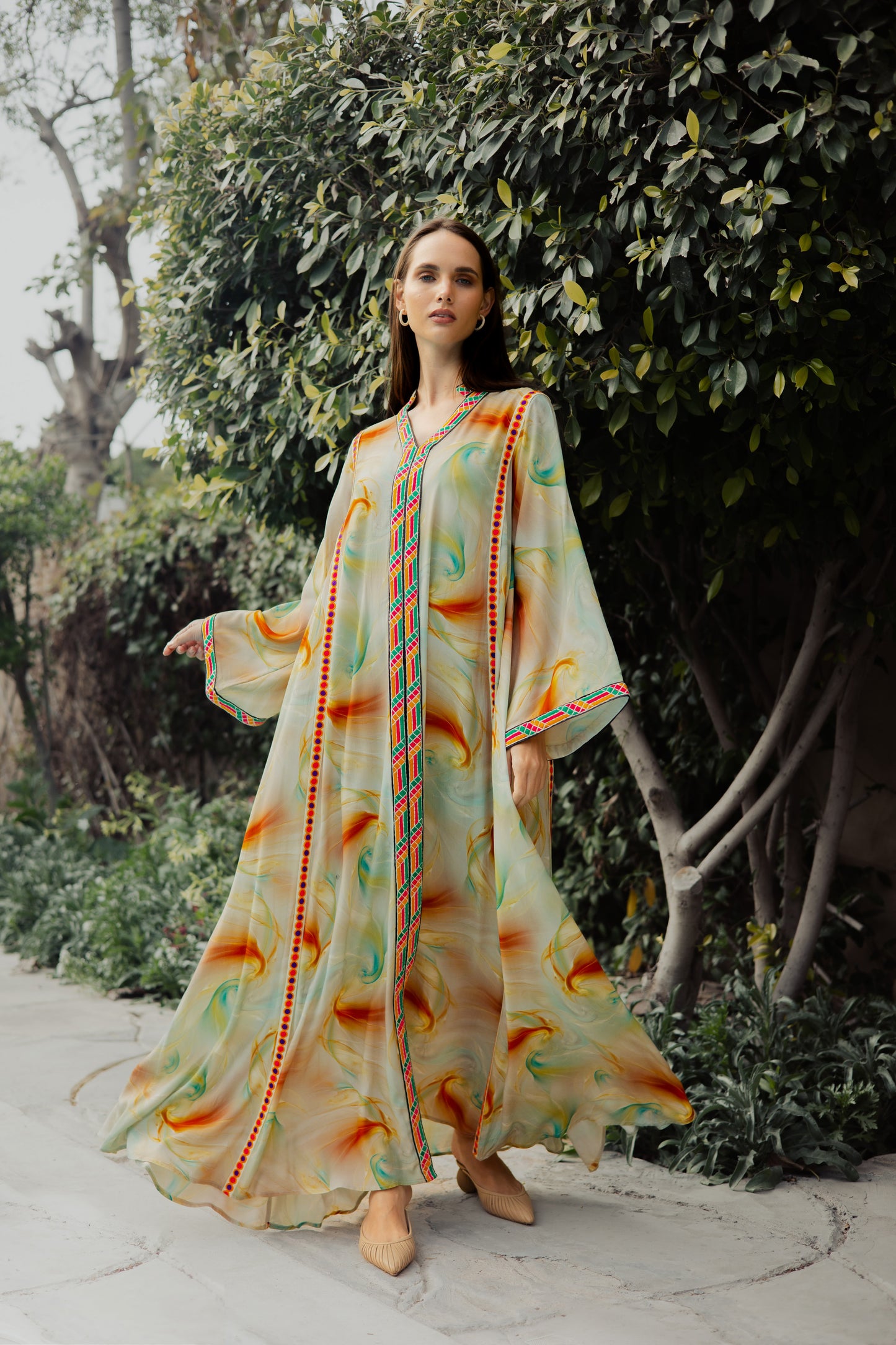 Feather Print Jalabiya