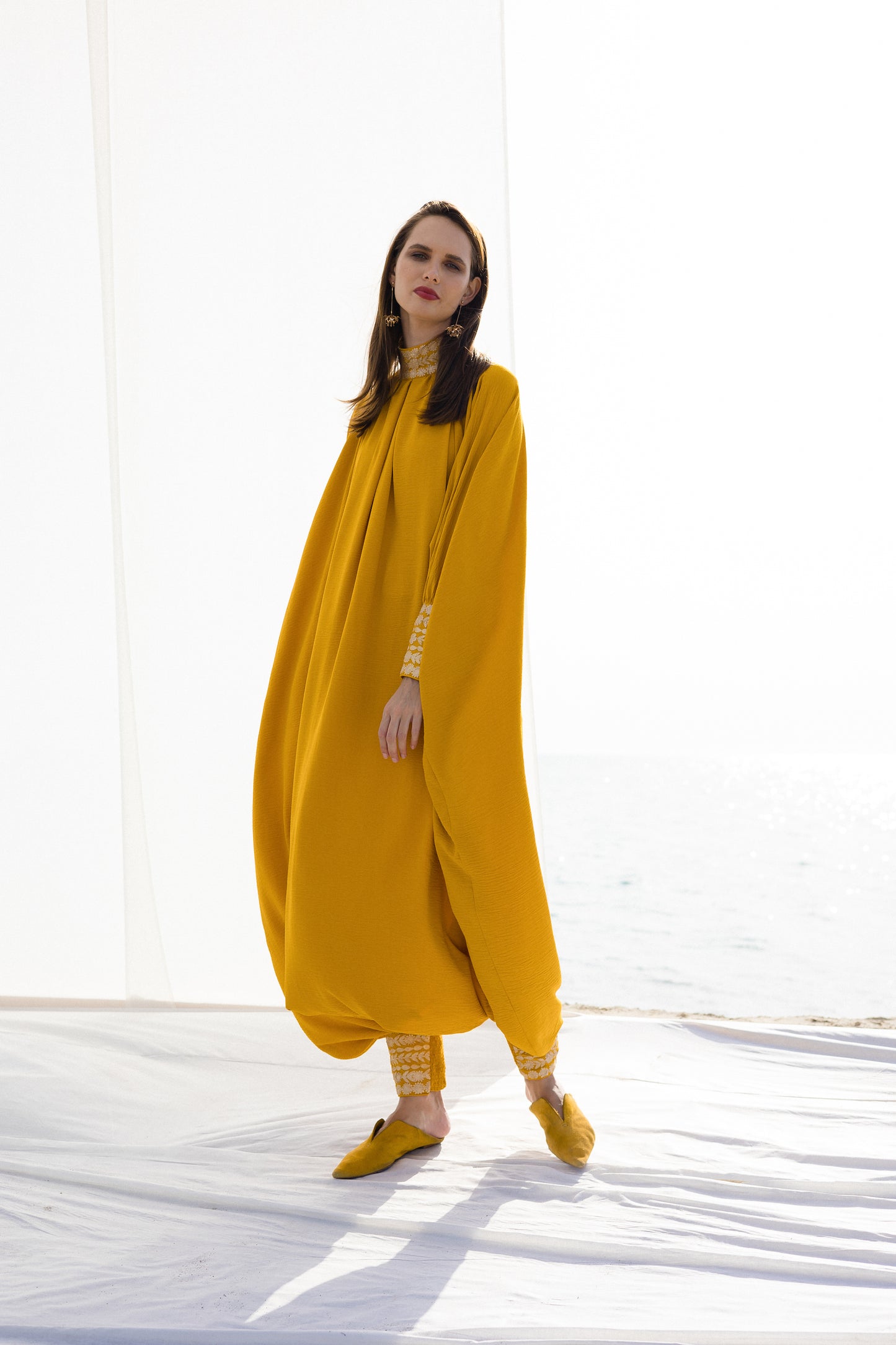 high neck panjabi Jumpsuit With Embroidered details - Anmar Couture