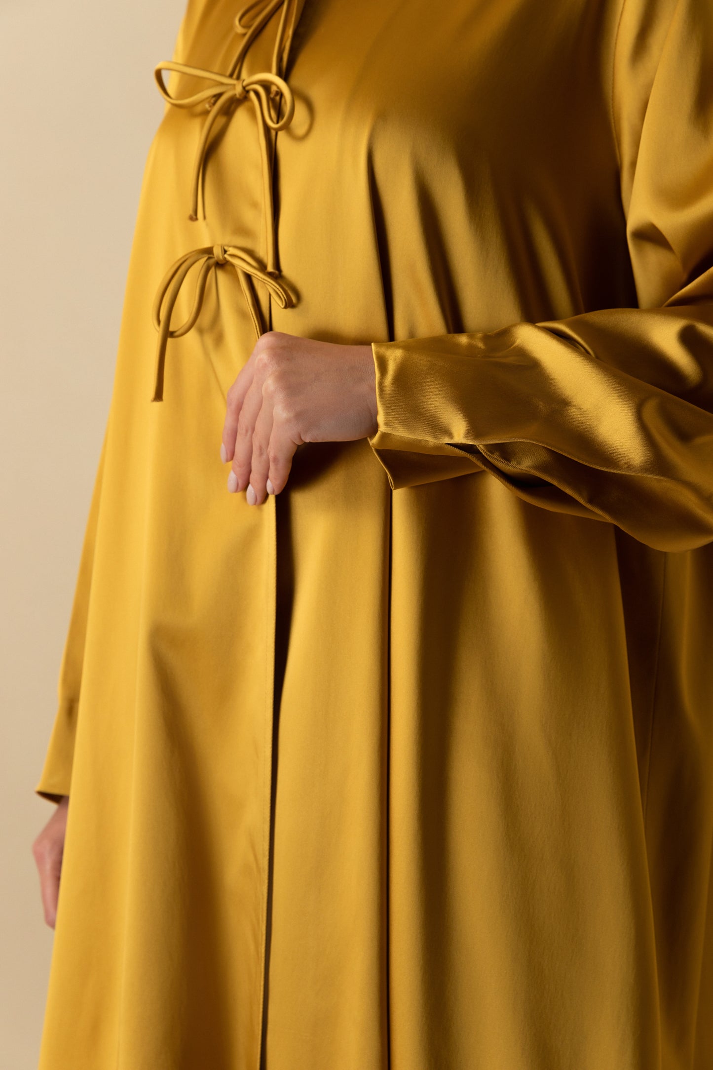 Satin Abaya with bow detail - Anmar Couture