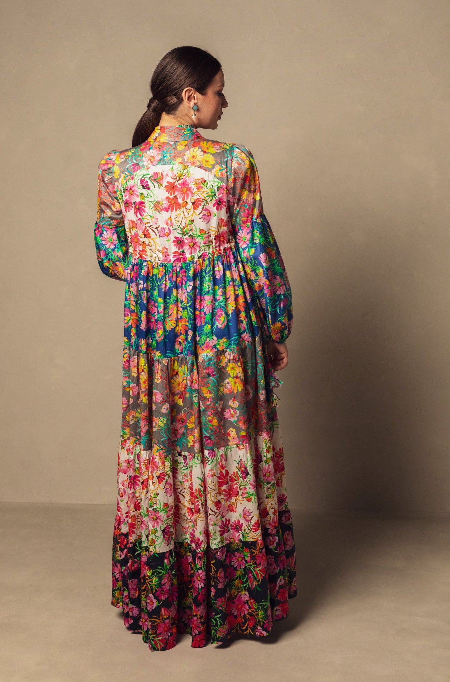 Patch Print Lantern Dress