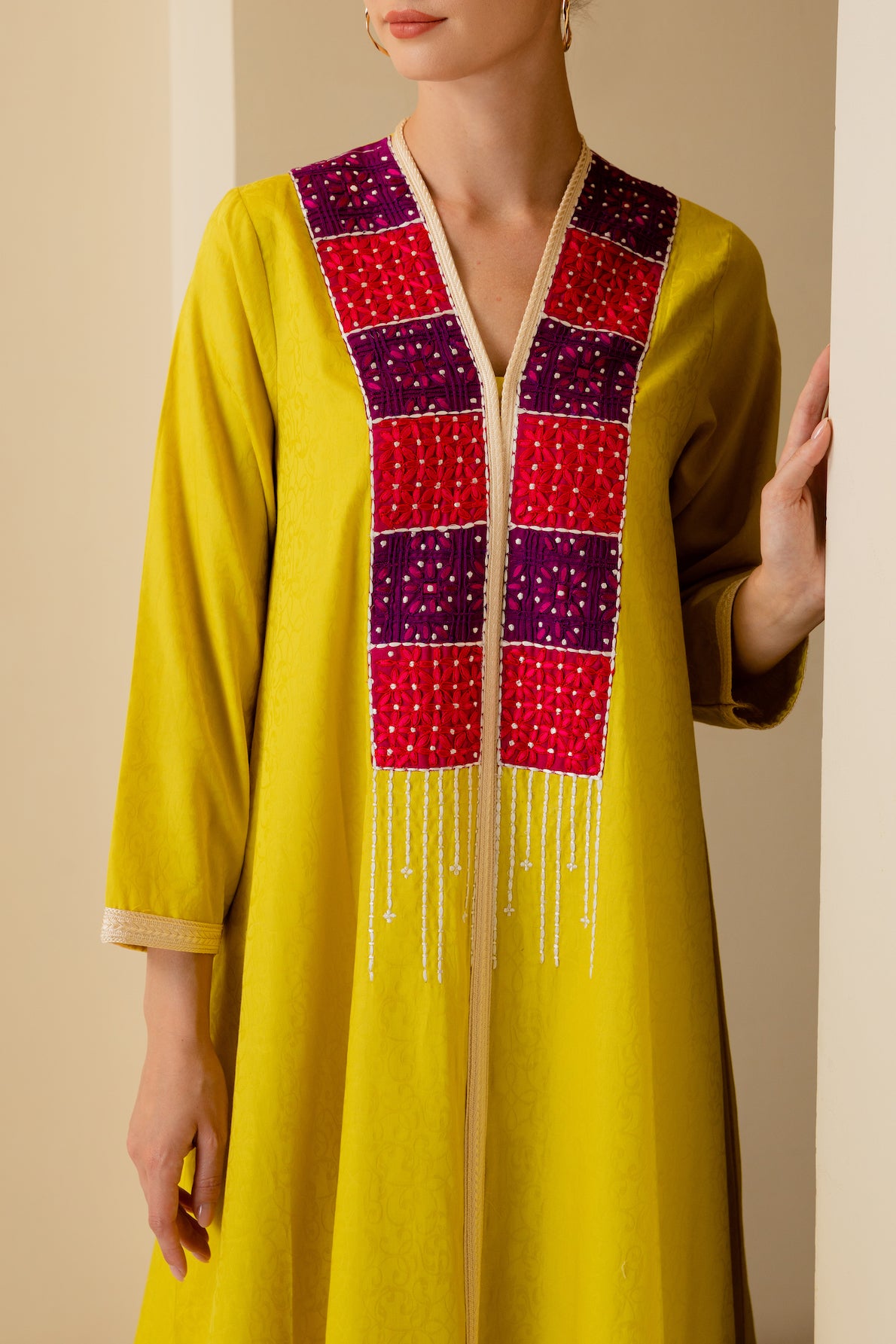 Red Blocks Jalabiya - Anmar Couture
