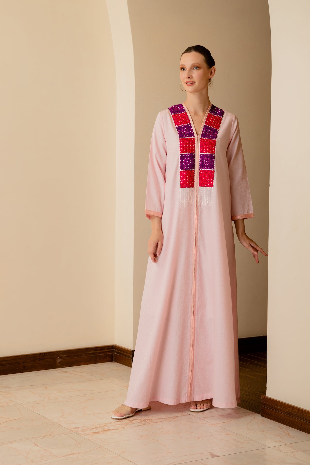 Red Blocks Jalabiya - Anmar Couture