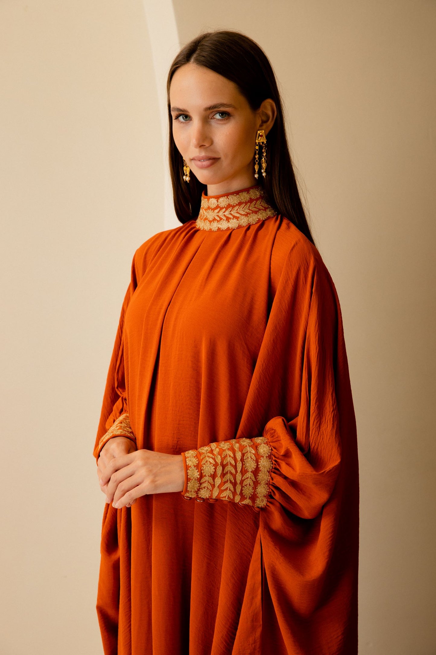 high neck panjabi Jumpsuit With Embroidered details - Anmar Couture