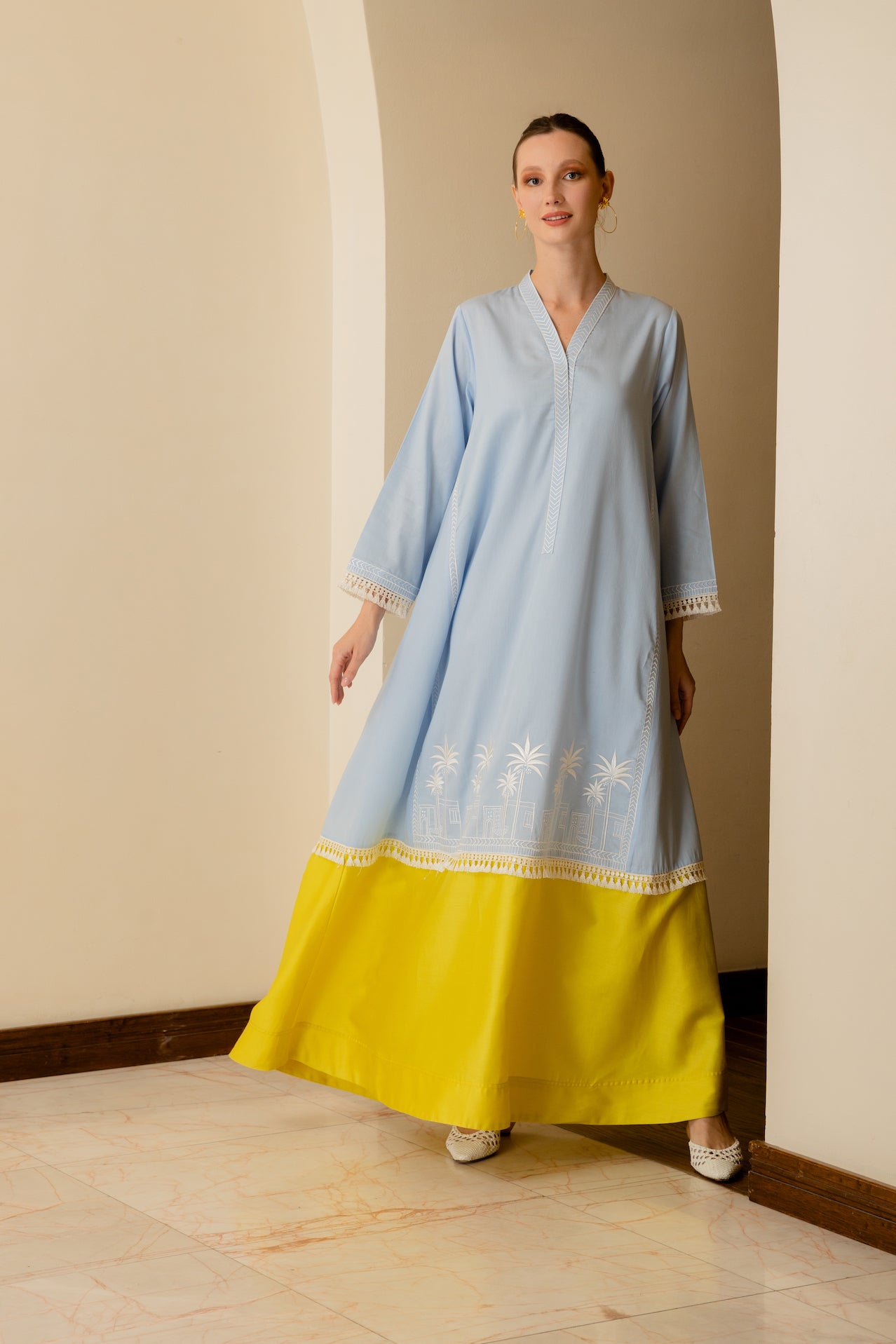 Palm Tree Pastel Jalabiya - Anmar Couture