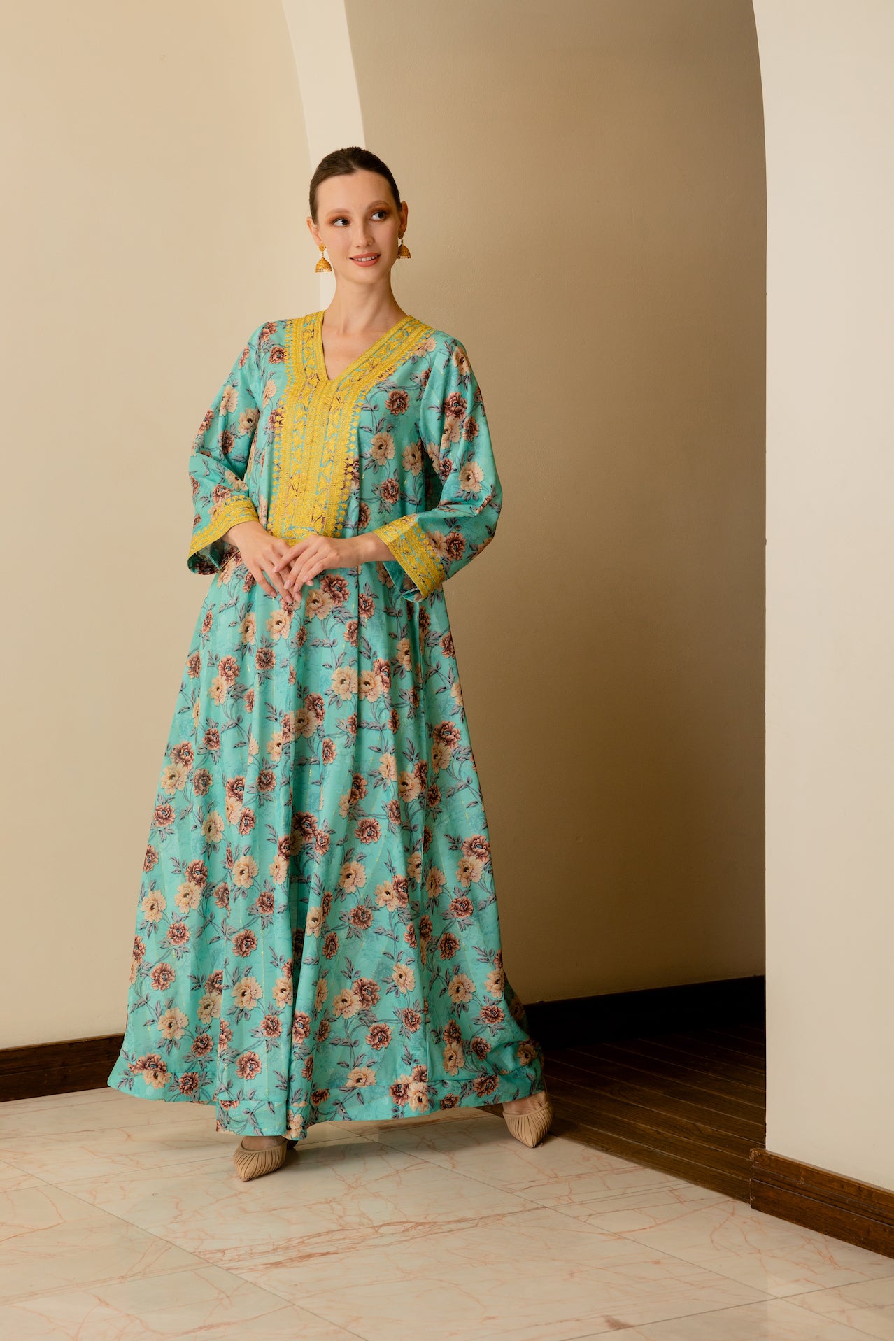 Bakhiya Printed Jalabiya - Anmar Couture