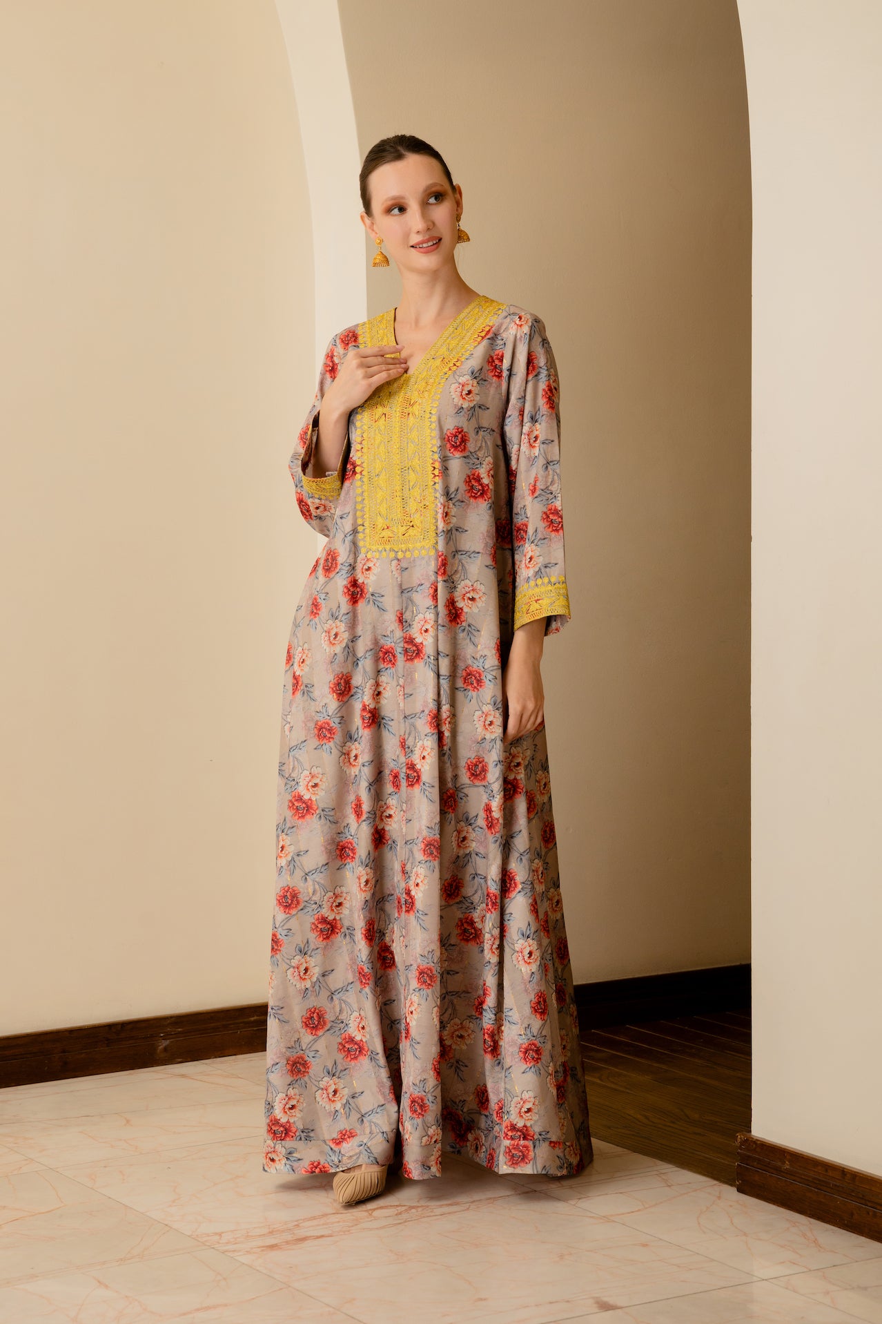 Bakhiya Printed Jalabiya - Anmar Couture