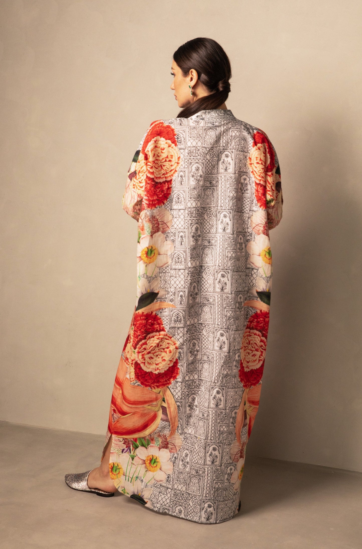 Contrasting Prints Buttoned Shirt Dress