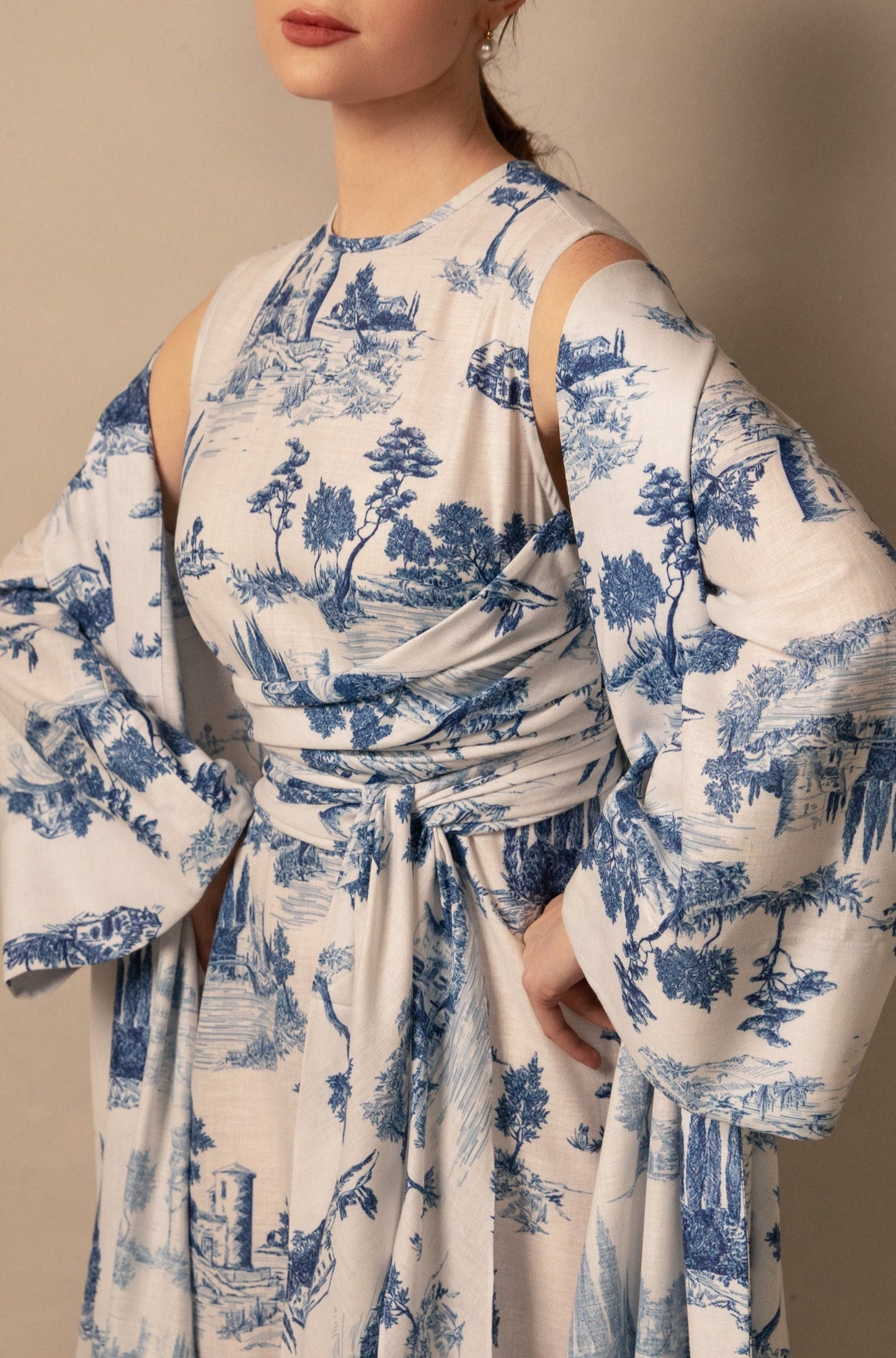 فستان ميدي بتصميم ريترو أزرق اللون