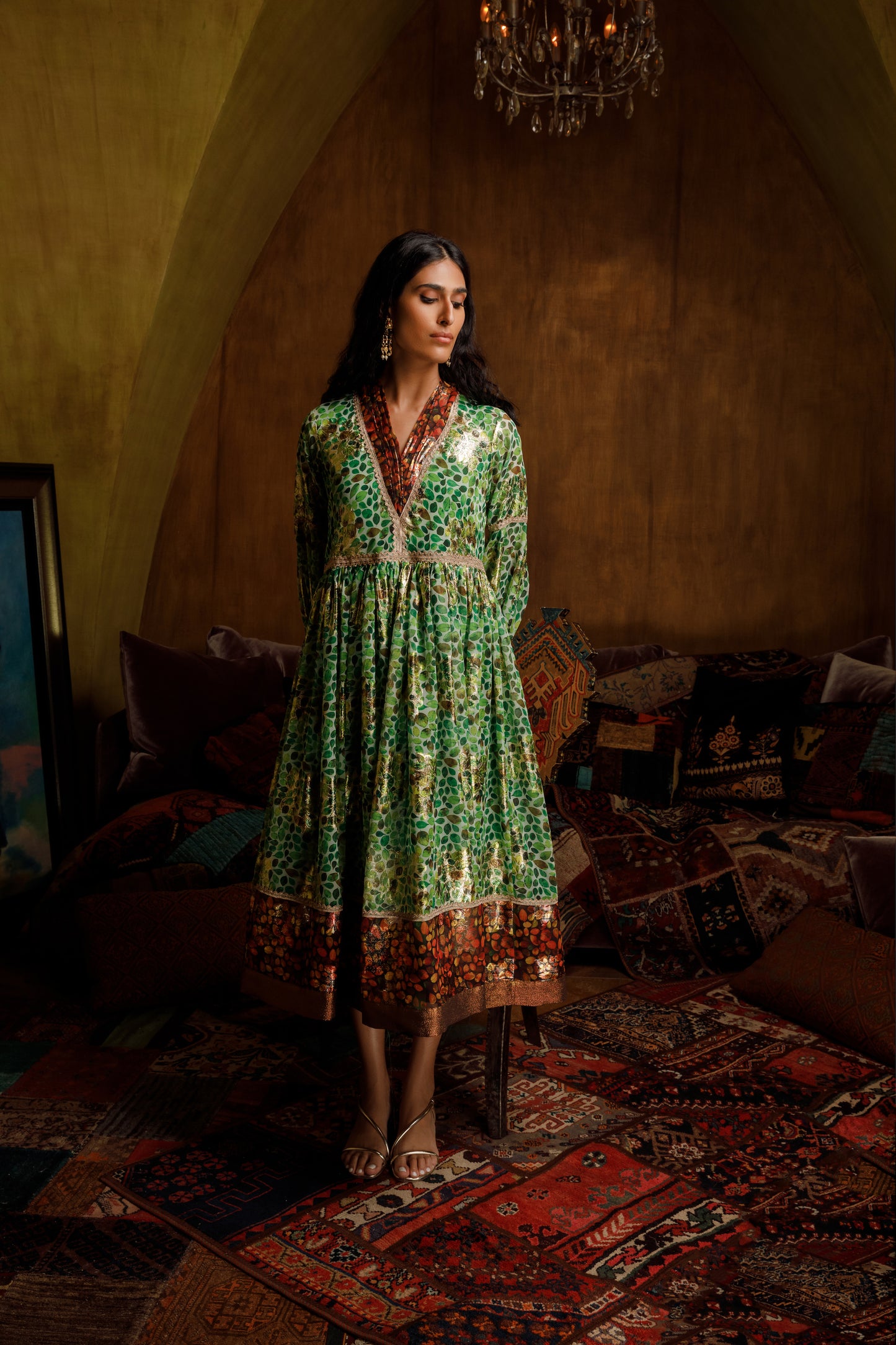Double Print Midi Dress - Anmar Couture