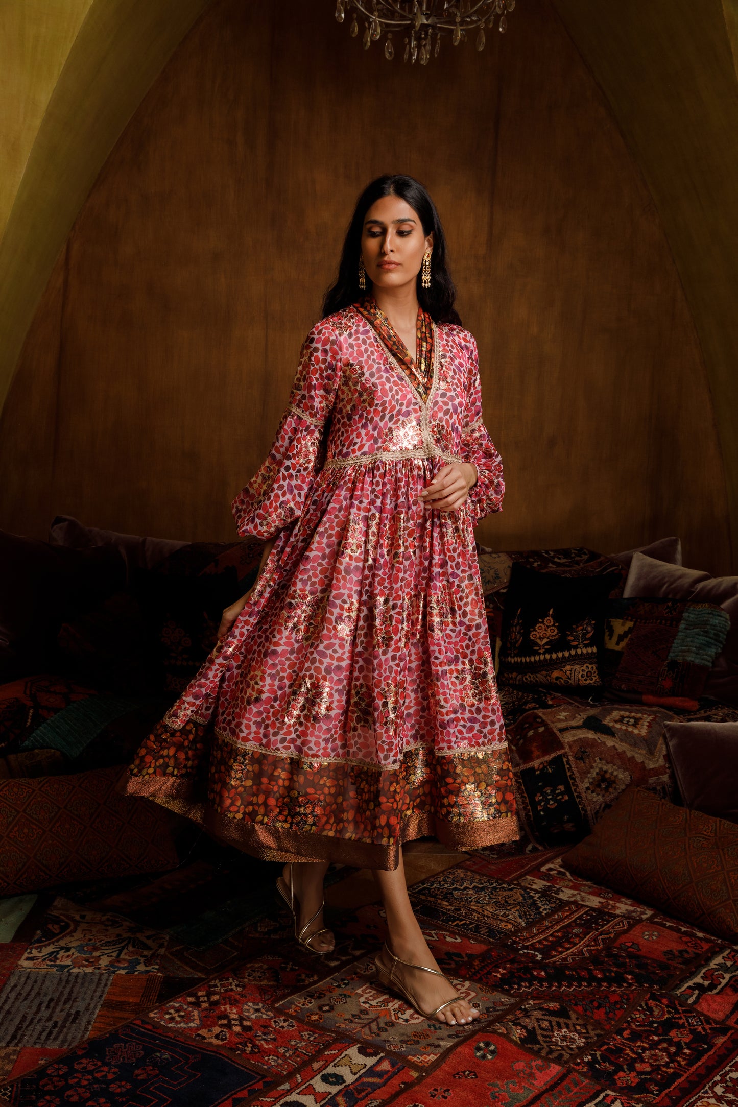 Double Print Midi Dress - Anmar Couture