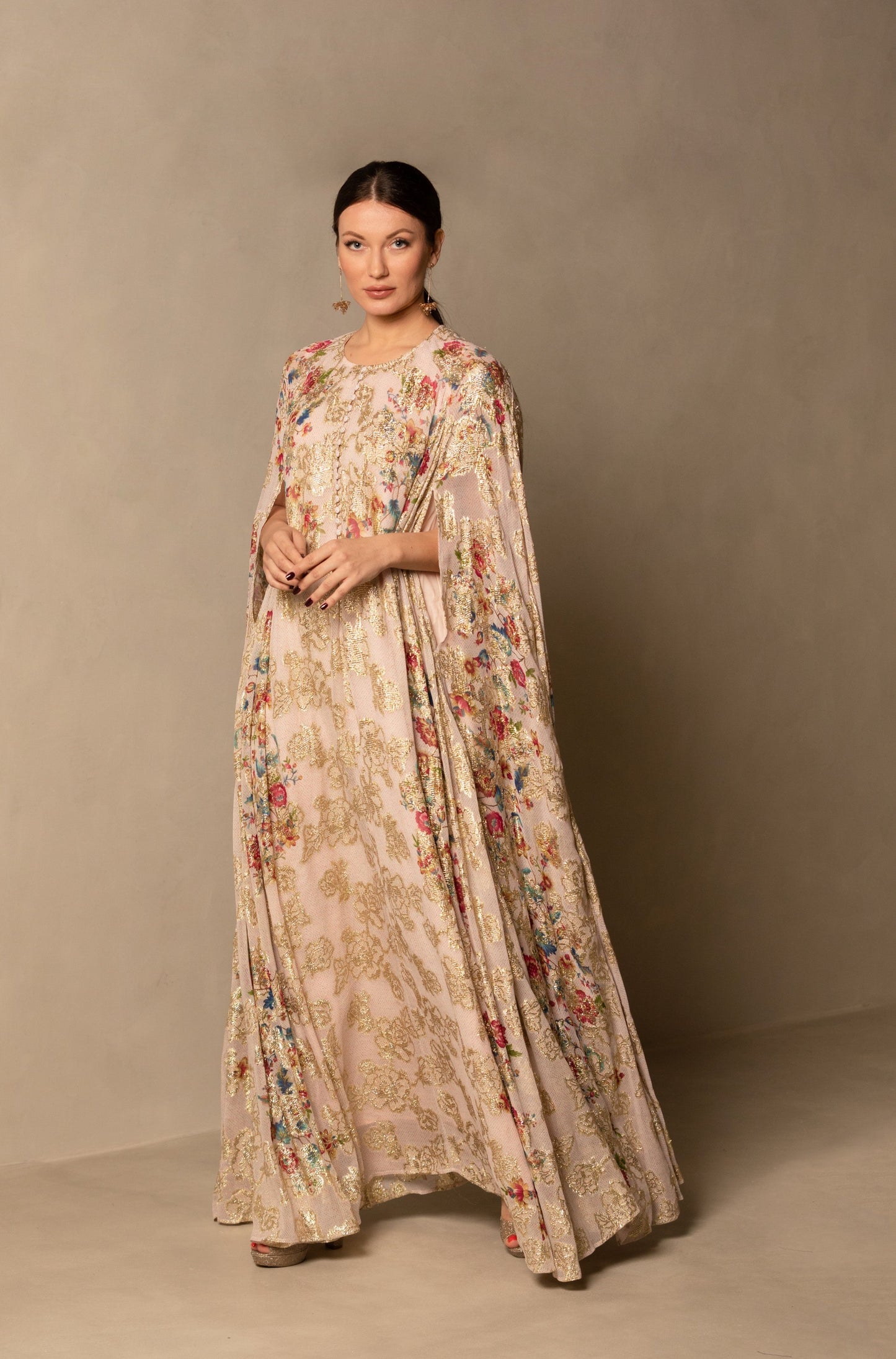 Floral Cape Lurex Kaftan