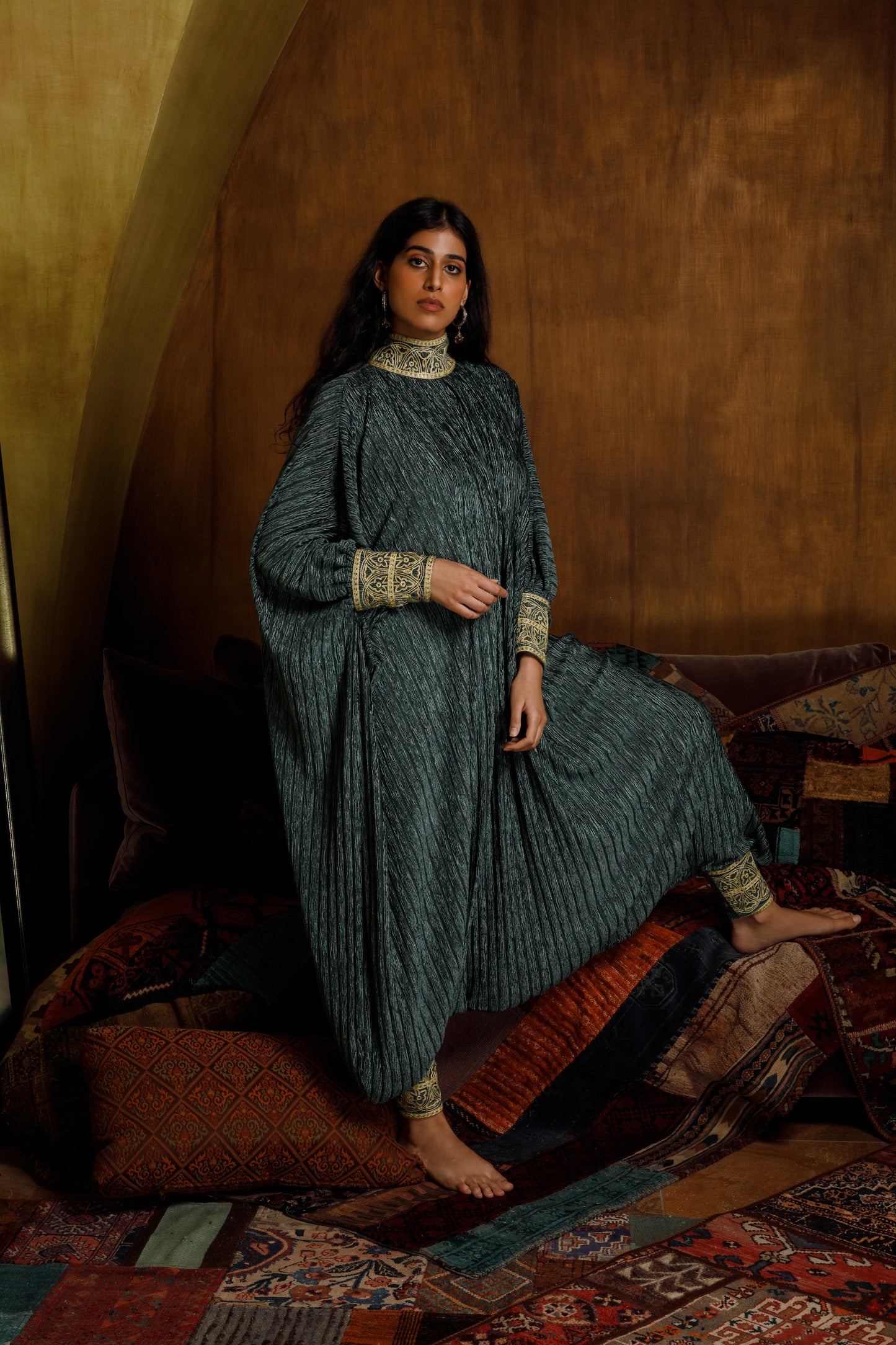 Crinkled Velvet Jumpsuit - Anmar Couture