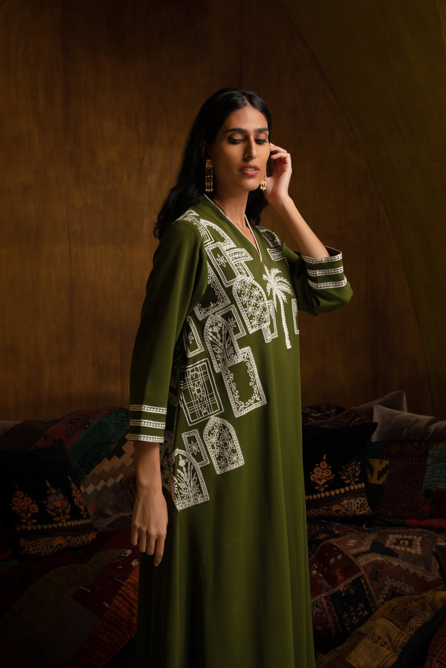 Heavy Palm Tree Jalabiya - Anmar Couture